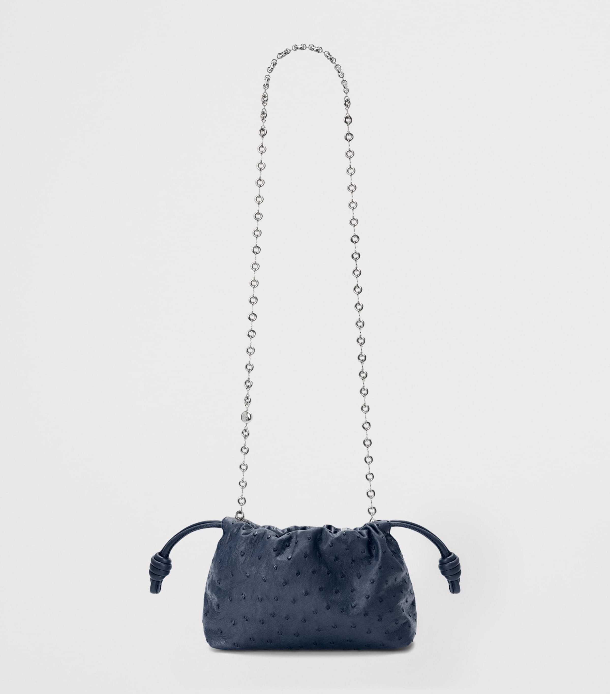 LOEWE Mini Ostrich Leather Flamenco Purse Deep Navy Image 6