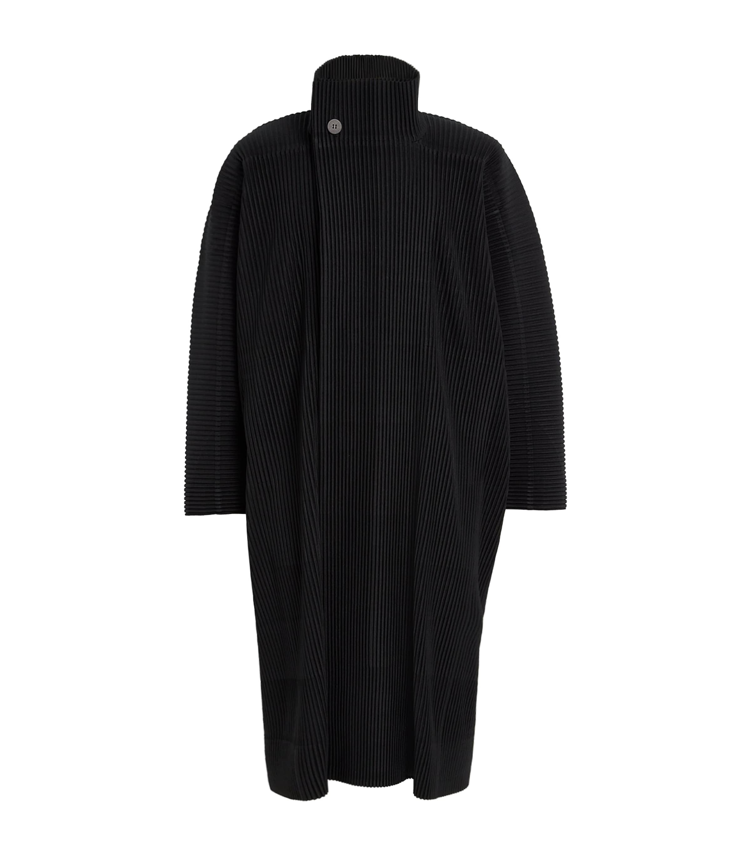 Shop Issey Miyake Pleated Overcoat In Black