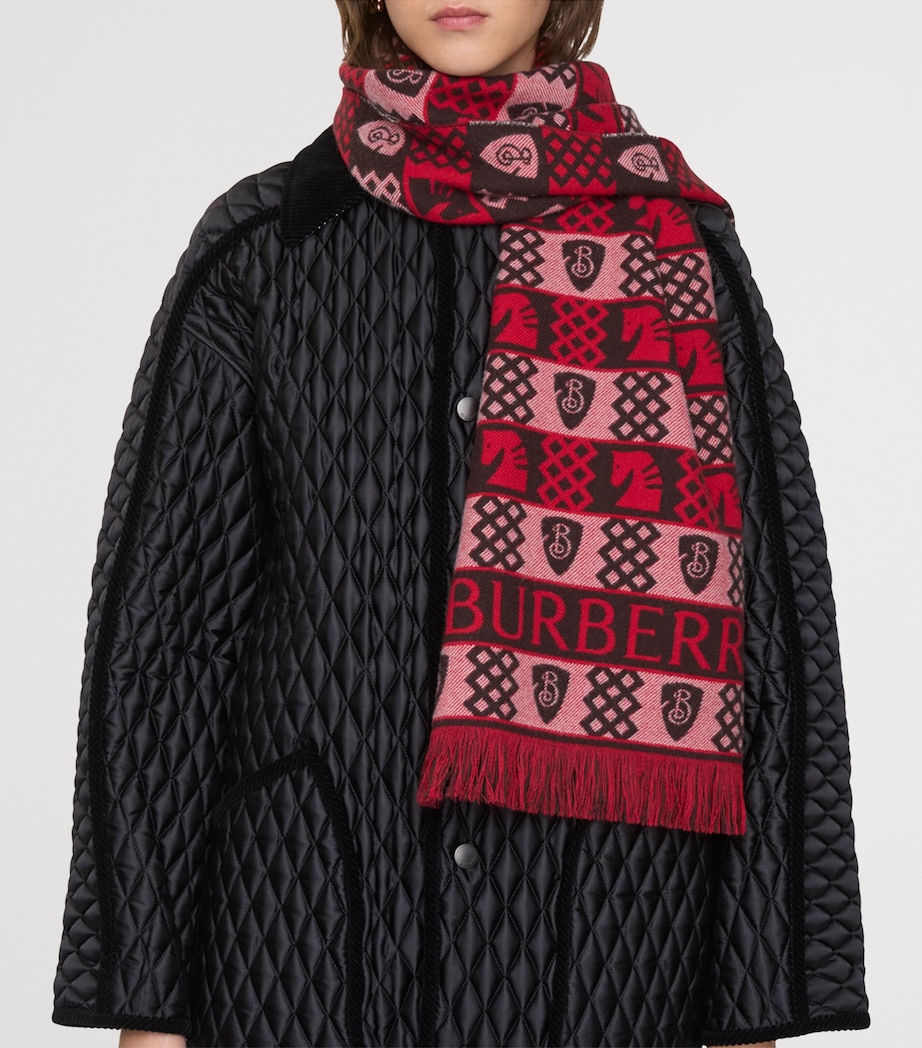 Wool Fair Isle Chess Scarf POST RED Image 5