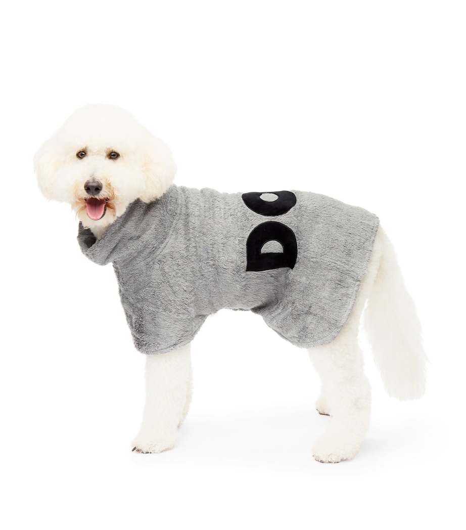 DOG Medium Towelling Dog Poncho Grey Image 1