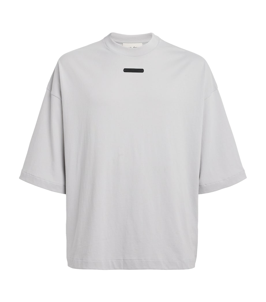 FEAR OF GOD ESSENTIALS Mens Cotton Boxy Merch T-Shirt Overcast Image 1