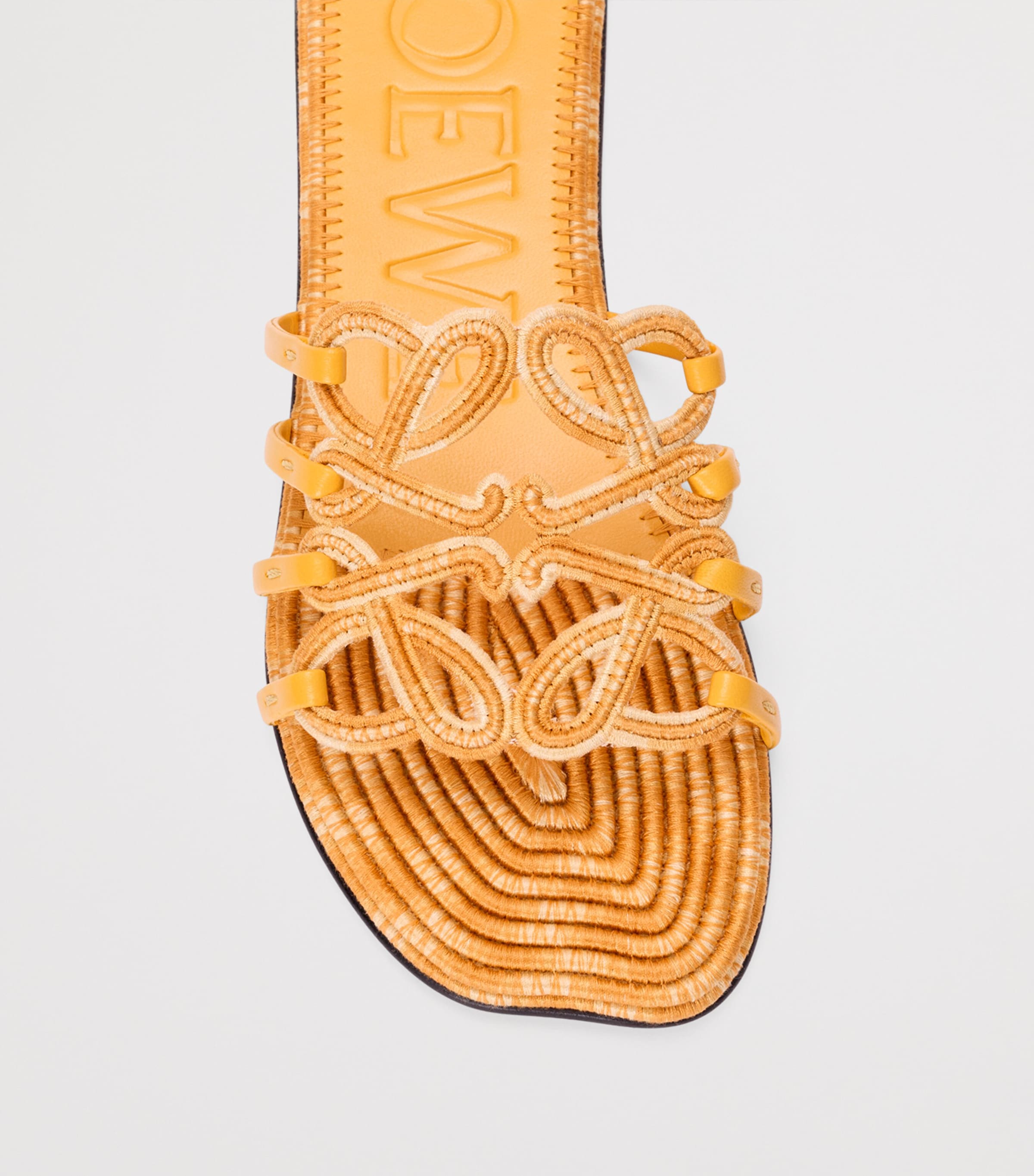 LOEWE x Paula's Ibiza Leather Embroidered Petal Anagram Slides Golden Yellow Image 4