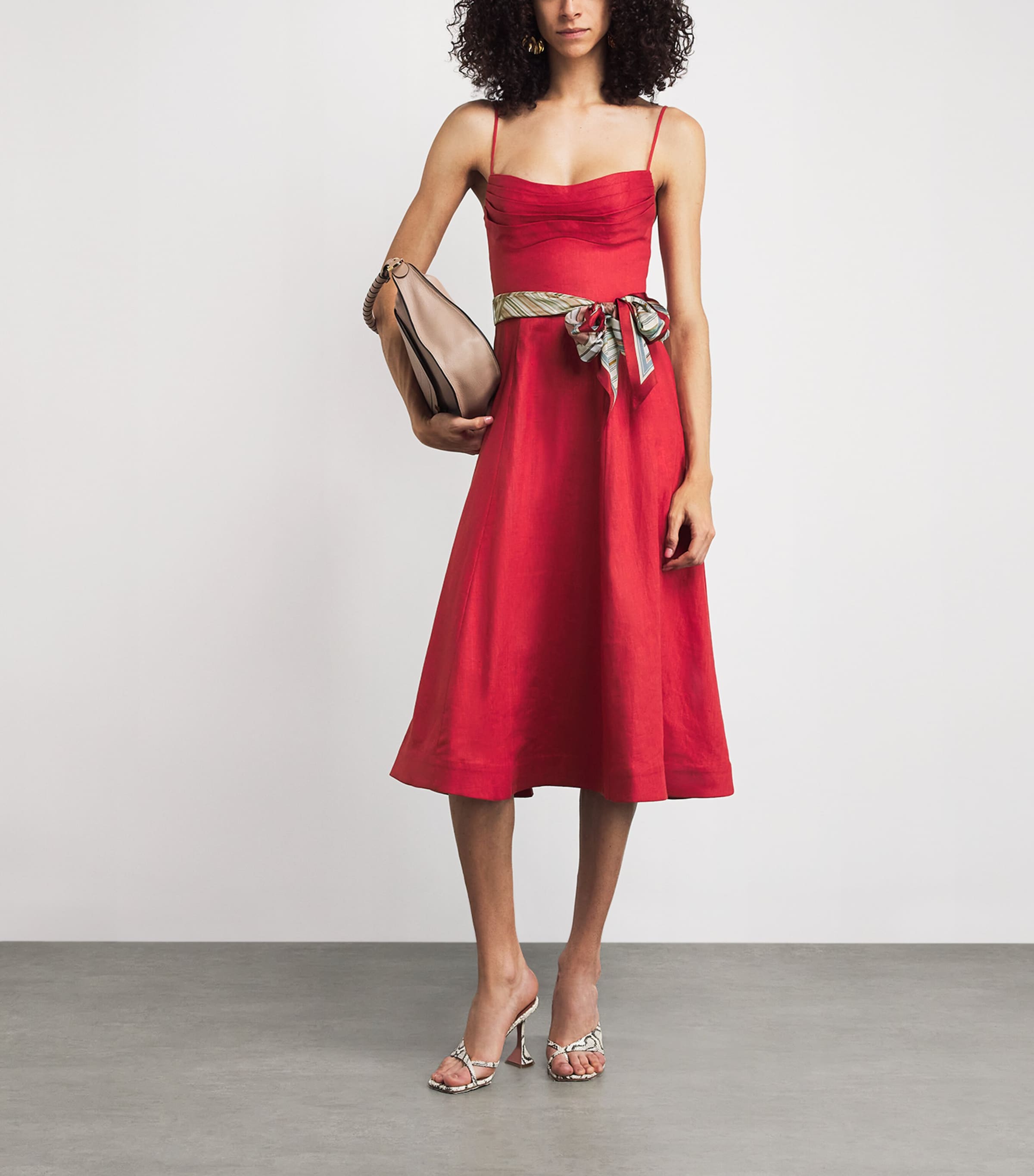 Linen Rebellion Tuck Midi Dress RED RED Image 2