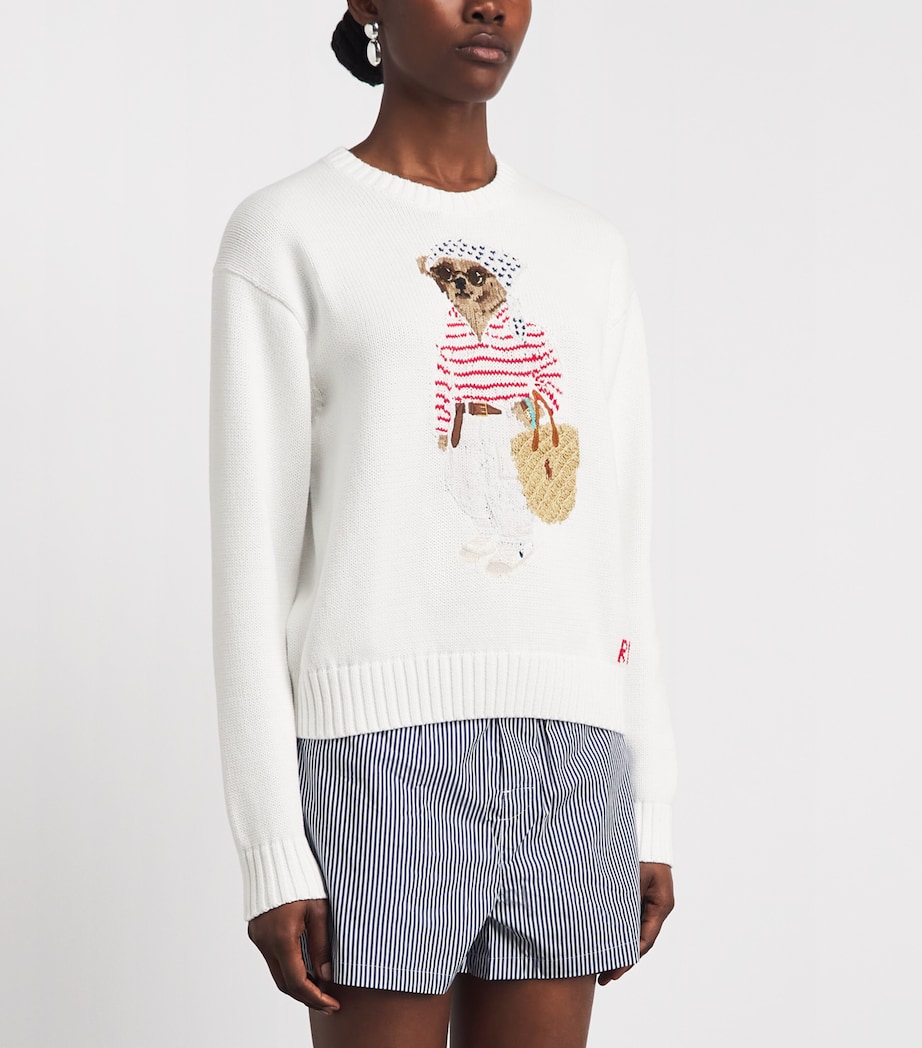 Polo Ralph Lauren Womens Cotton Polo Bear Sweater White Multi Image 4