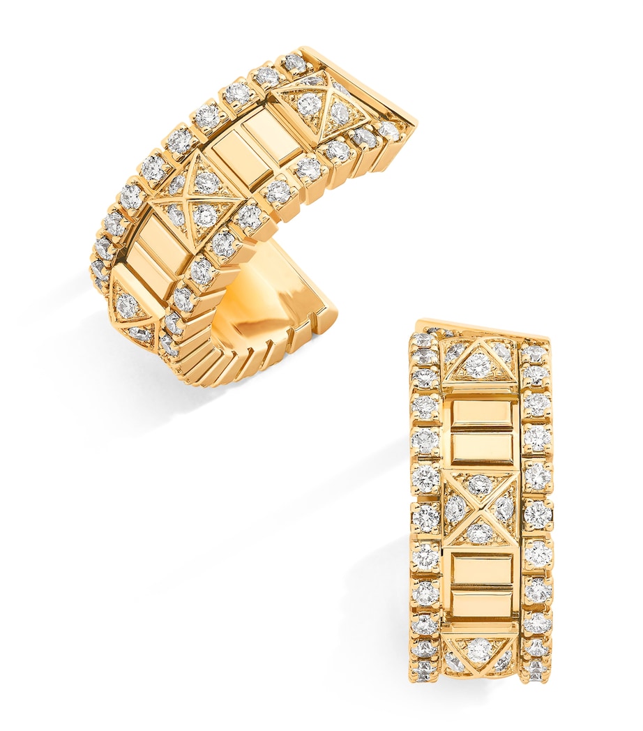 Mini Yellow Gold and Diamond Life Hoop Earrings YELLOW GOLD Image 1