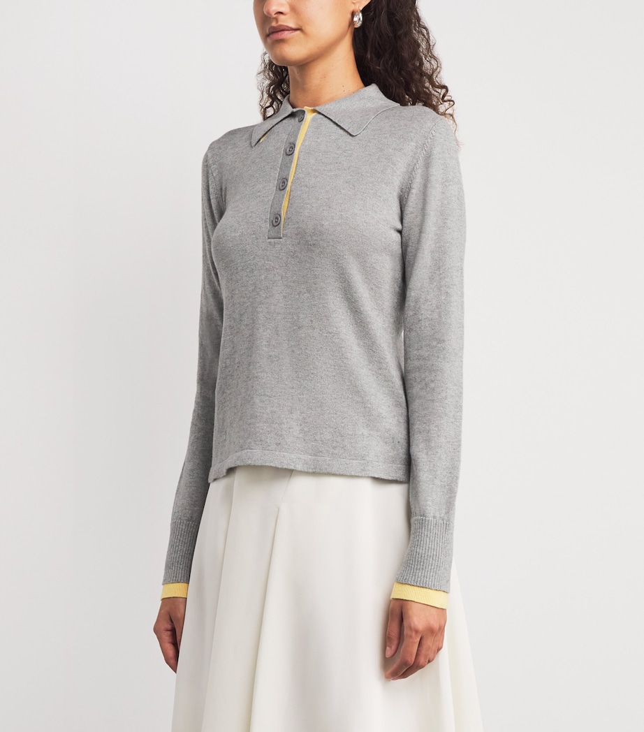Cotton-Cashmere Polo Sweater MELANGE GREY Image 3