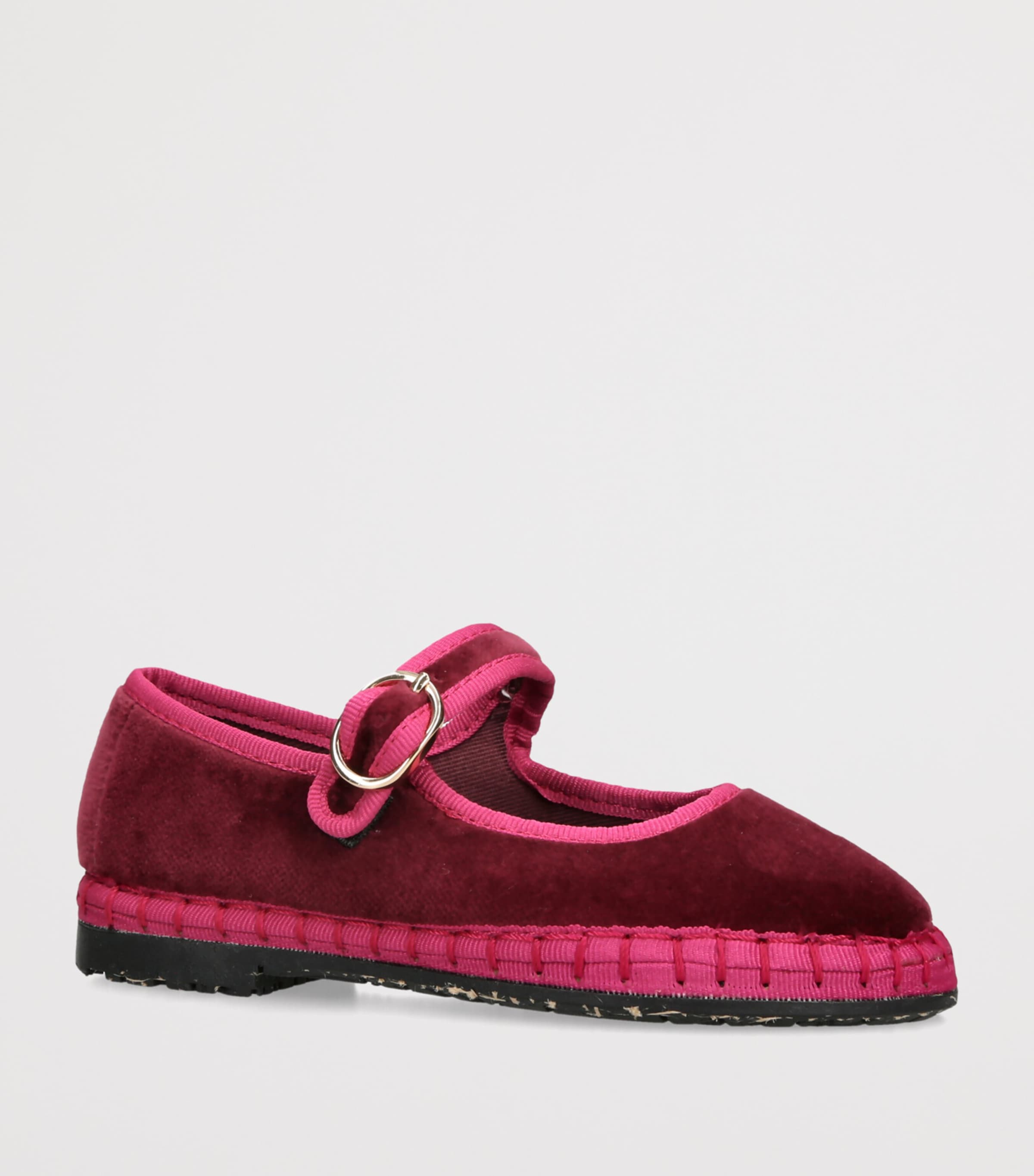 Flabelus Velvet Ursula Mary Jane Flats Pink Comb Image 3