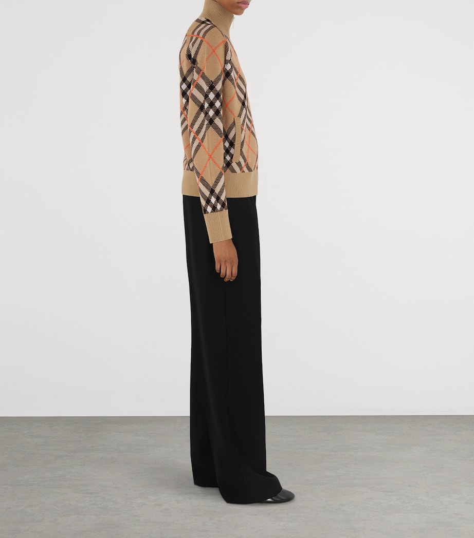 Wool-Blend Check Track Jacket SAND IP CHECK Image 3