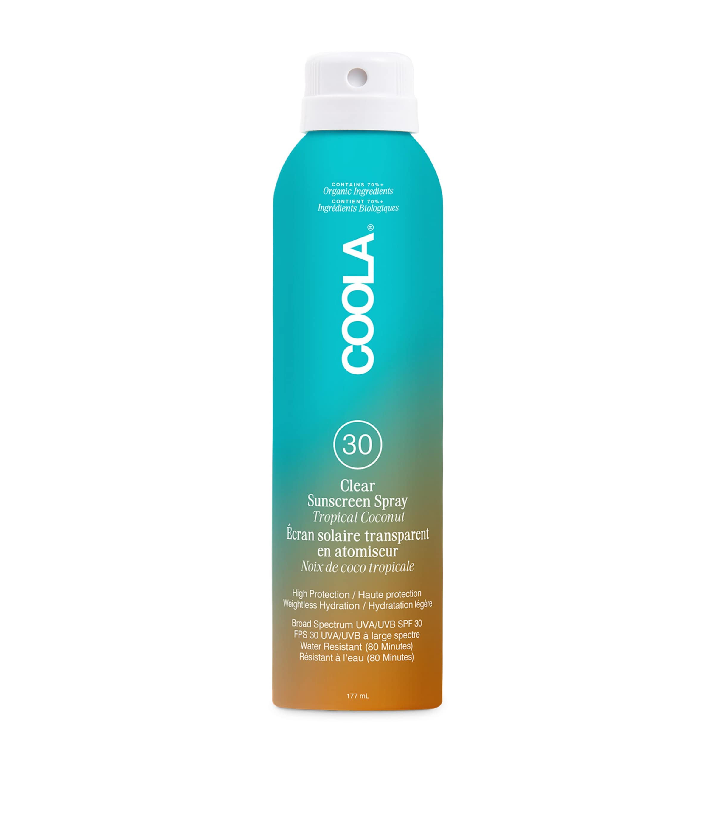 COOLA Clear Sunscreen Spray SPF 30 (177ml) - Tropical Coconut Image 1