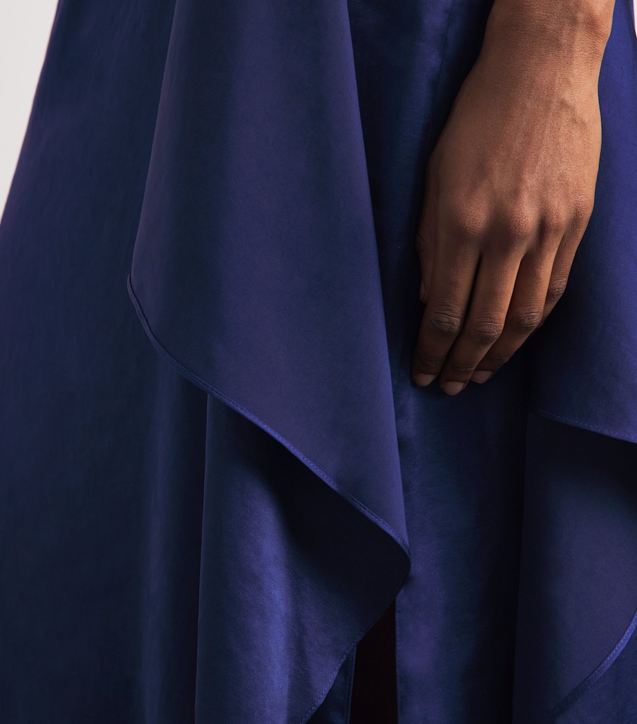 Theory Womens Crushed Satin Sarong Skirt Sapphire Navy Image 3