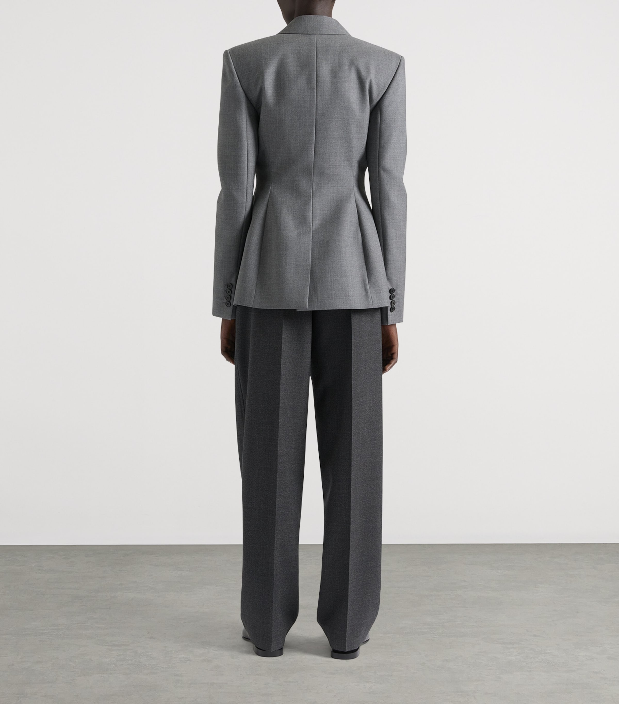 Wool Double Pleat Tailored Trousers GREY MIX Image 3