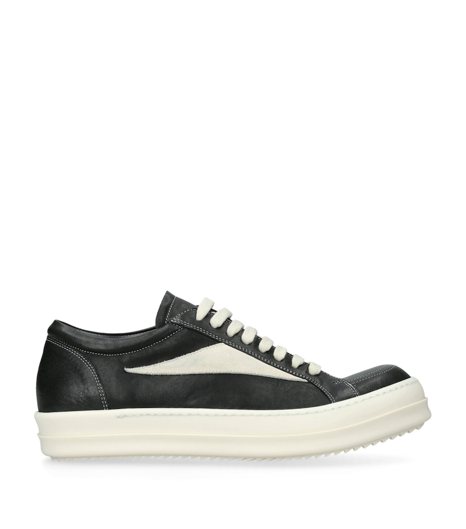 Rick Owens Leather Vintage Low-Top Sneakers Blk/white Image 1