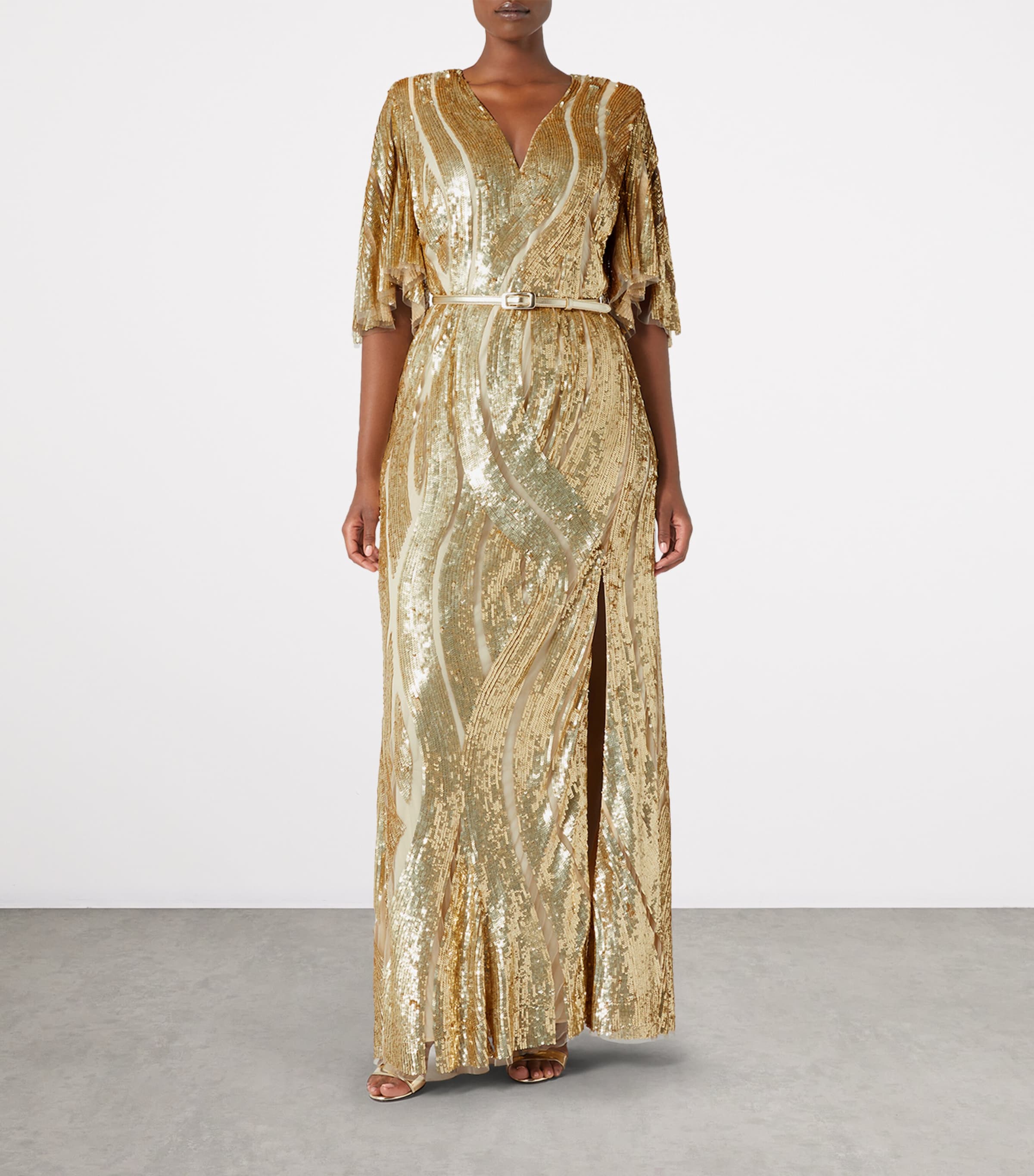 Sequinned Maxi Dress LIGHT GOLD Image 2