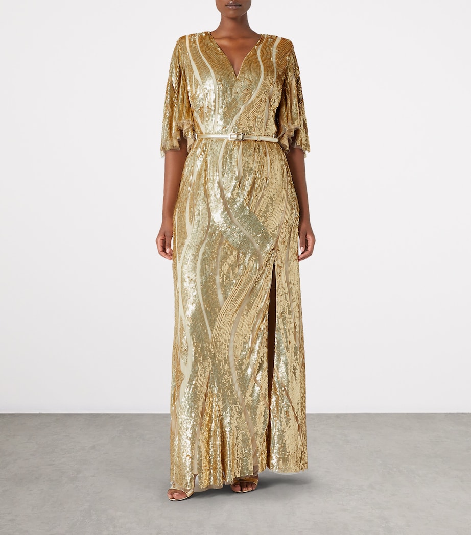 Sequinned Maxi Dress LIGHT GOLD Image 2