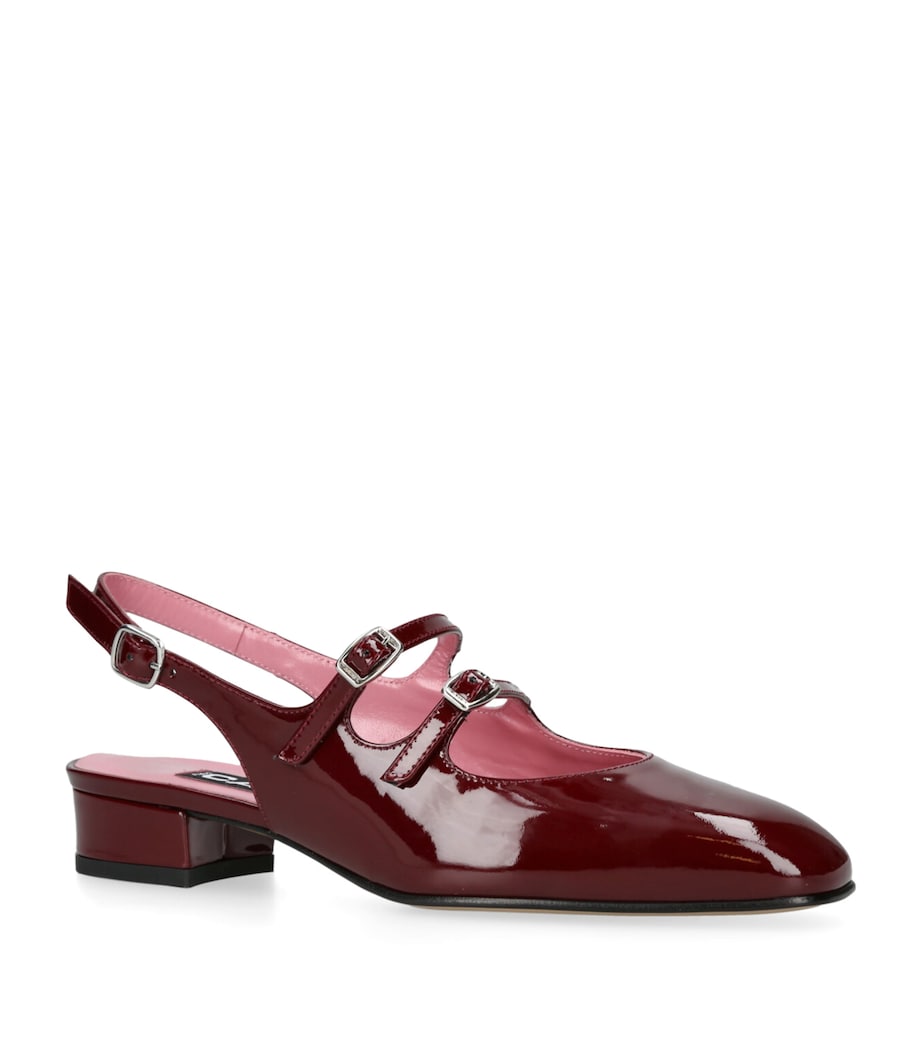 Carel Patent Leather Peche Slingback Pumps Wine Image 3