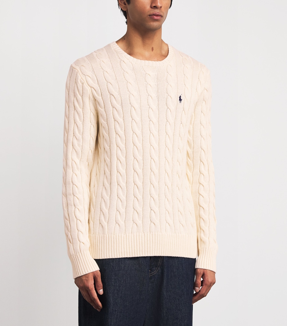 Cotton Cable-Knit Sweater CREAM Image 3
