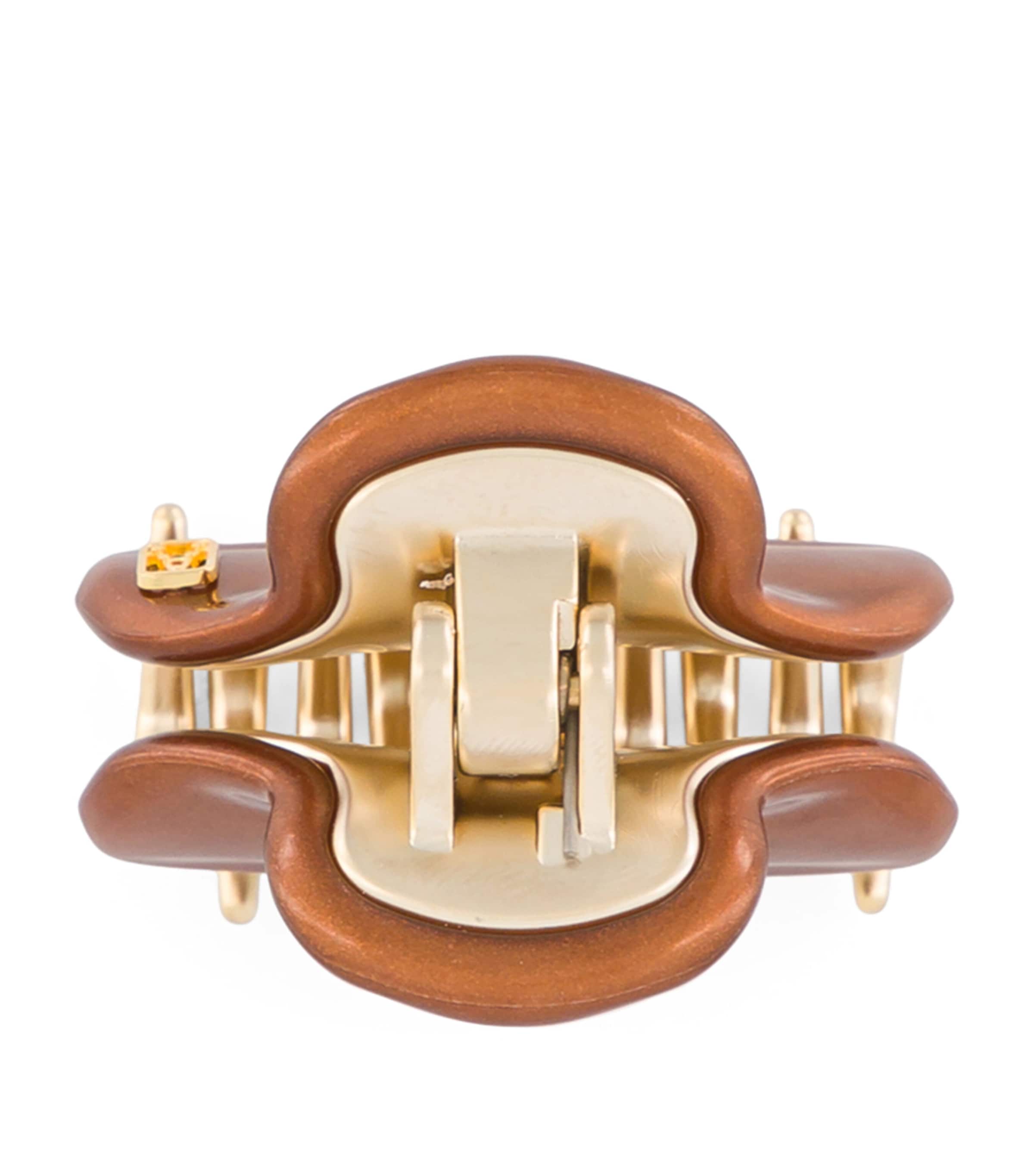 Gold-Plated Claw Hair Clip X4- PAIL BRUN/OR Image 3