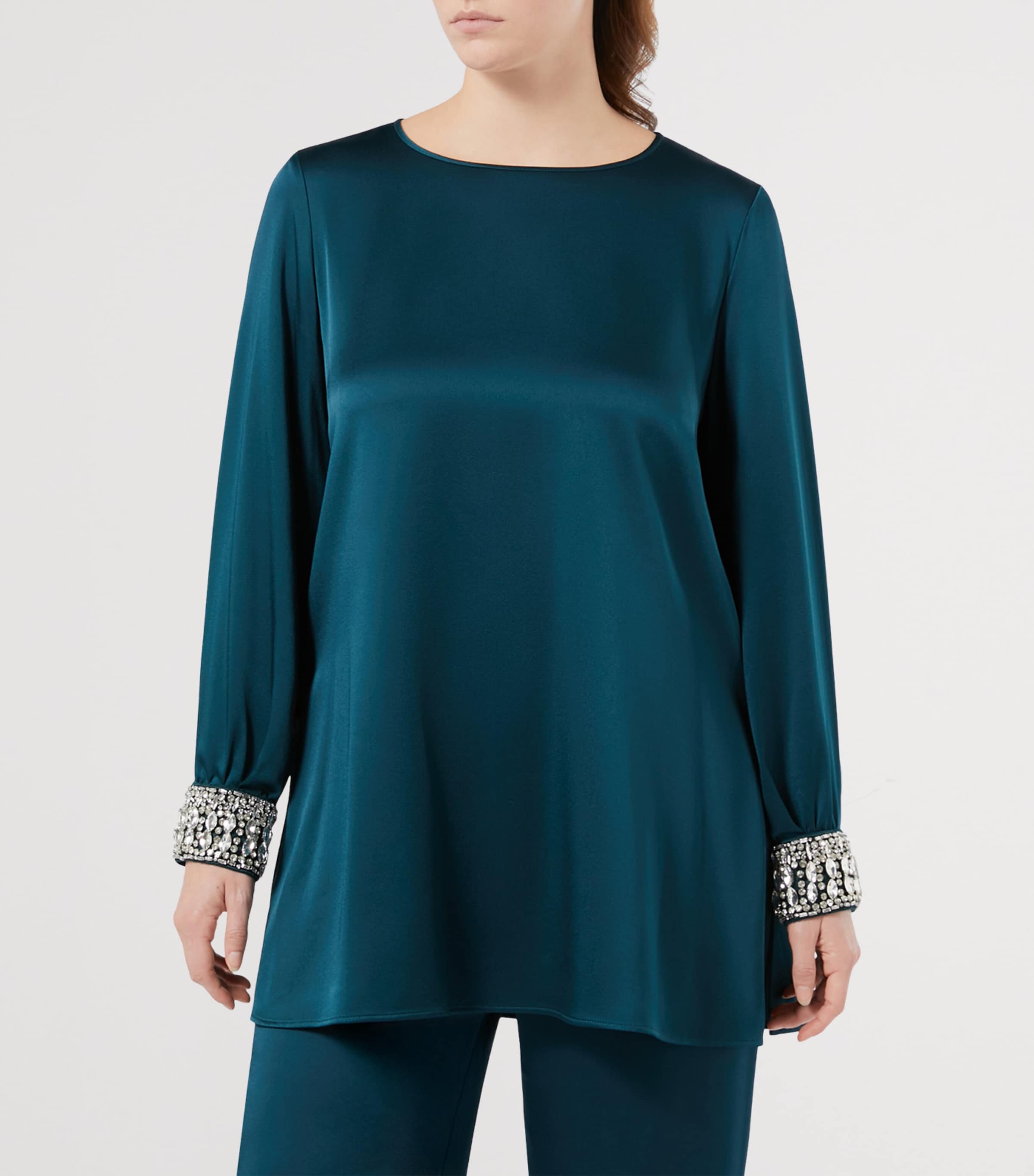 Satin Embellished Liguria Blouse EMERALD Image 2