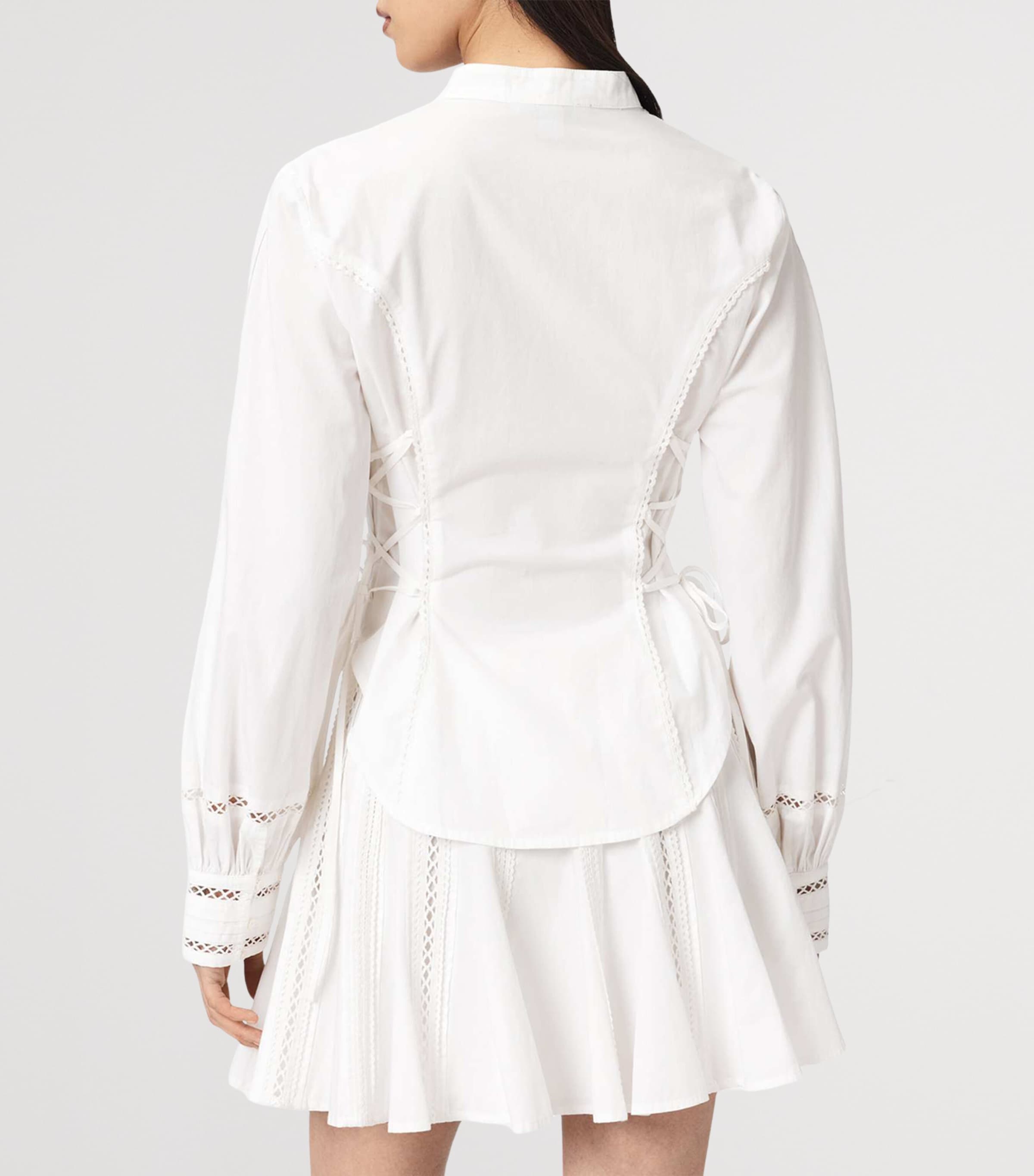 AllSaints Womens Organic Cotton Open-Work Frances Shirt Optic White Image 4