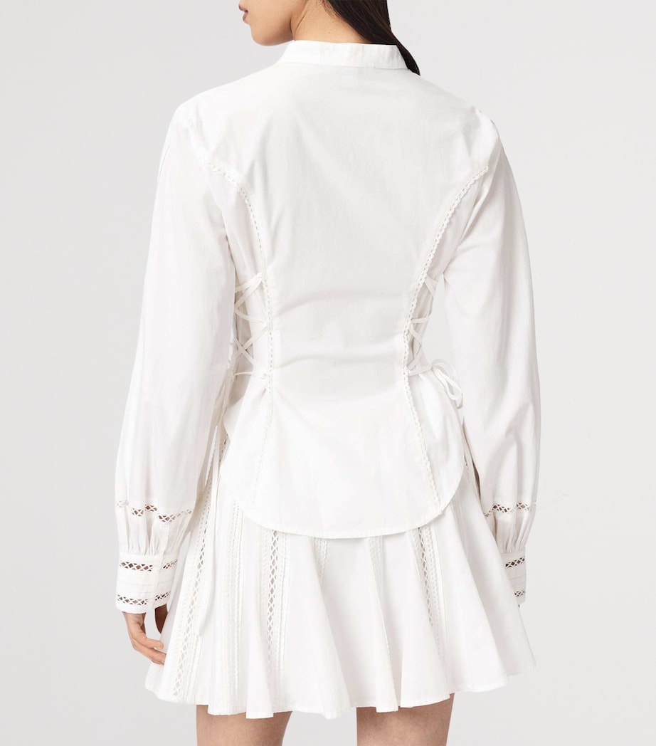 AllSaints Womens Organic Cotton Open-Work Frances Shirt Optic White Image 4
