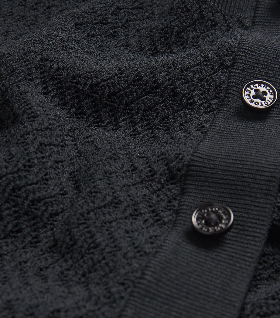 Cropped Round-Neck Cardigan 1 BLACK Image 5