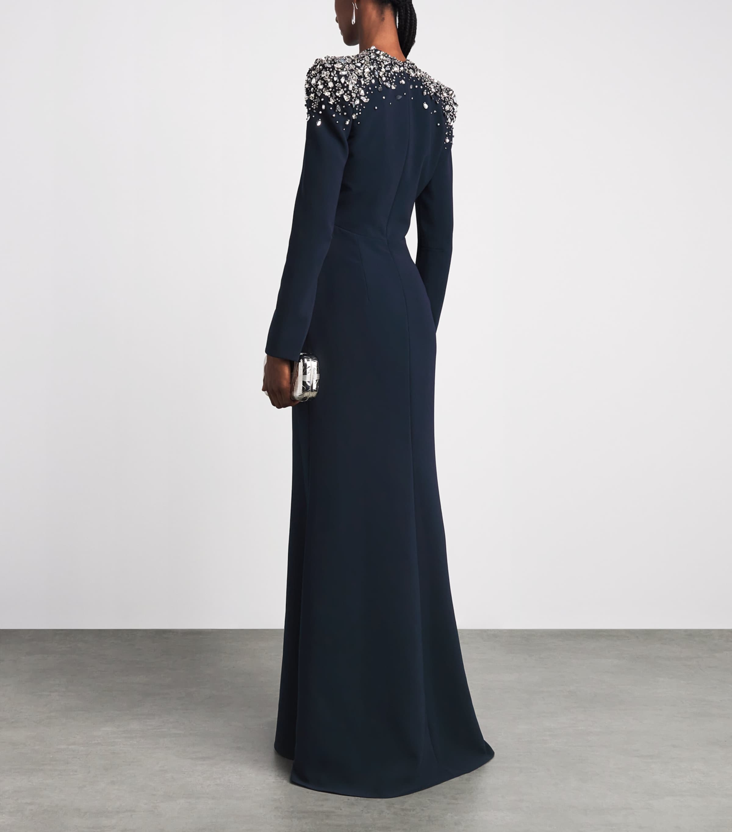 Jenny Packham Womens Embellished Quicksilver Maxi Dress Ink Image 4