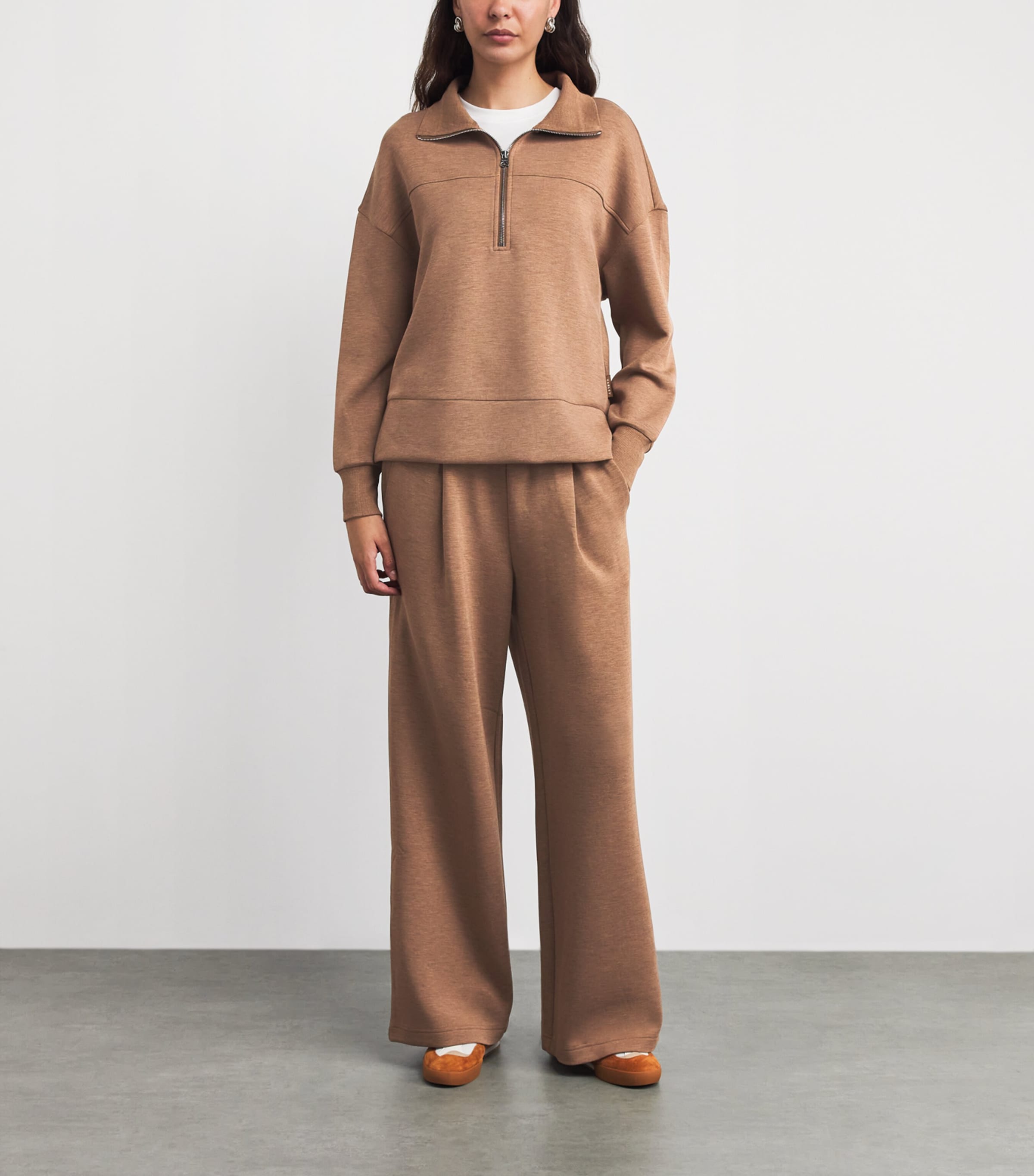 Varley Womens The Extra Wide Leg Trousers Golden Bronze Marl Image 2