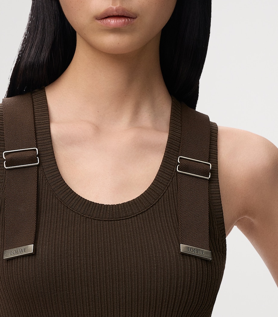 LOEWE Womens Strap-Detail Midi Dress Brown Image 4