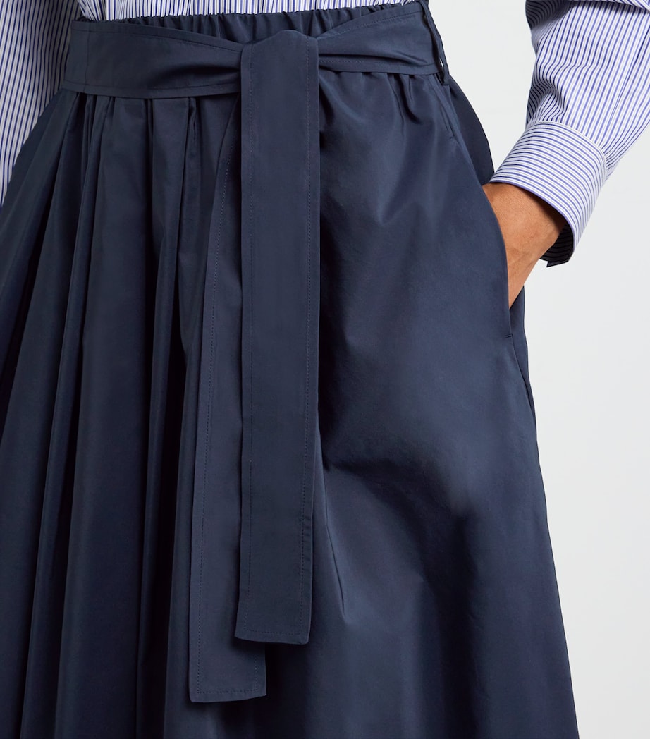 Taffeta Tie-Belt Midi Skirt NAVY Image 6