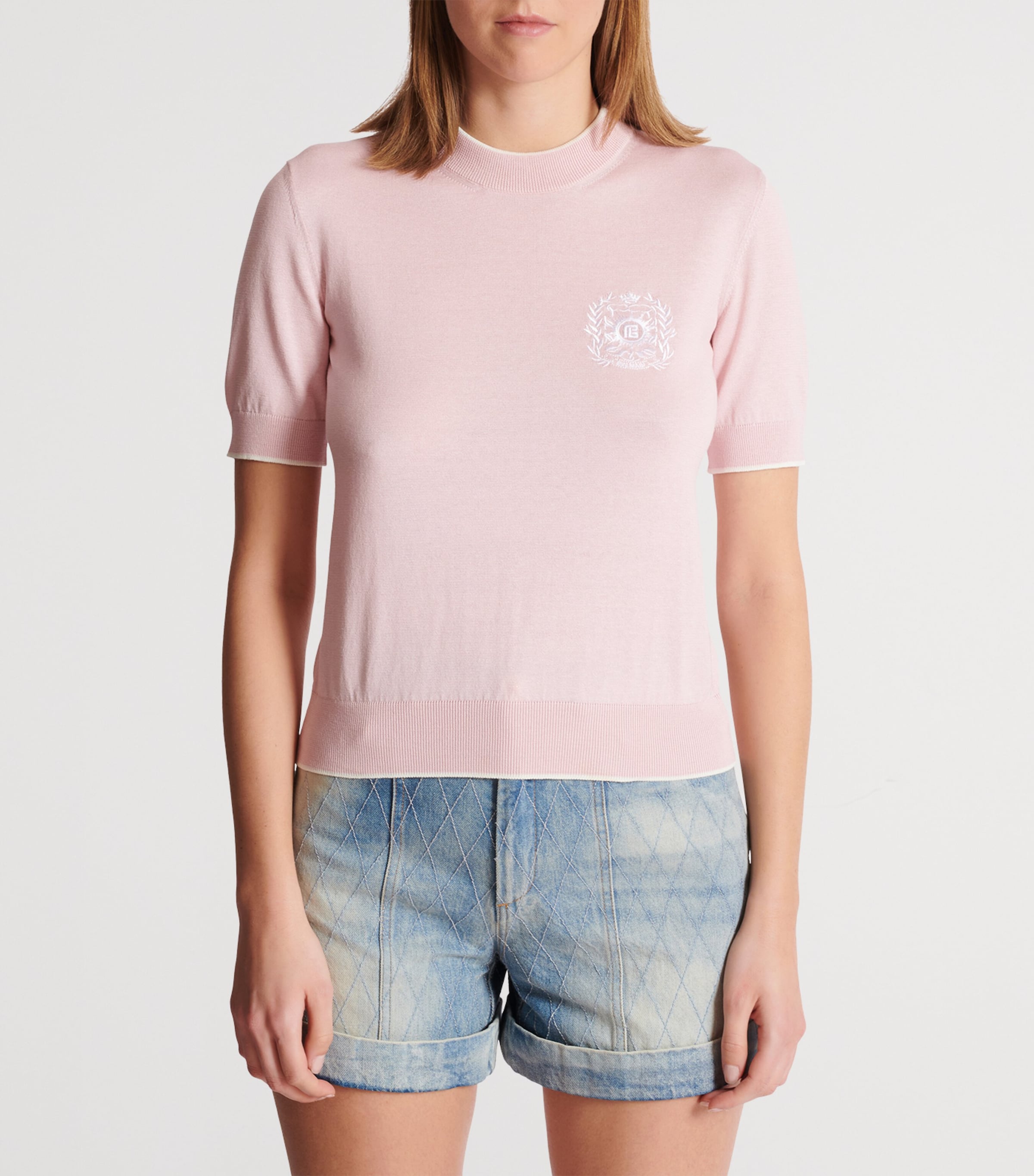 Silk-Cotton Embroidered Knit Top OIN ROSE/ BLANC Image 2