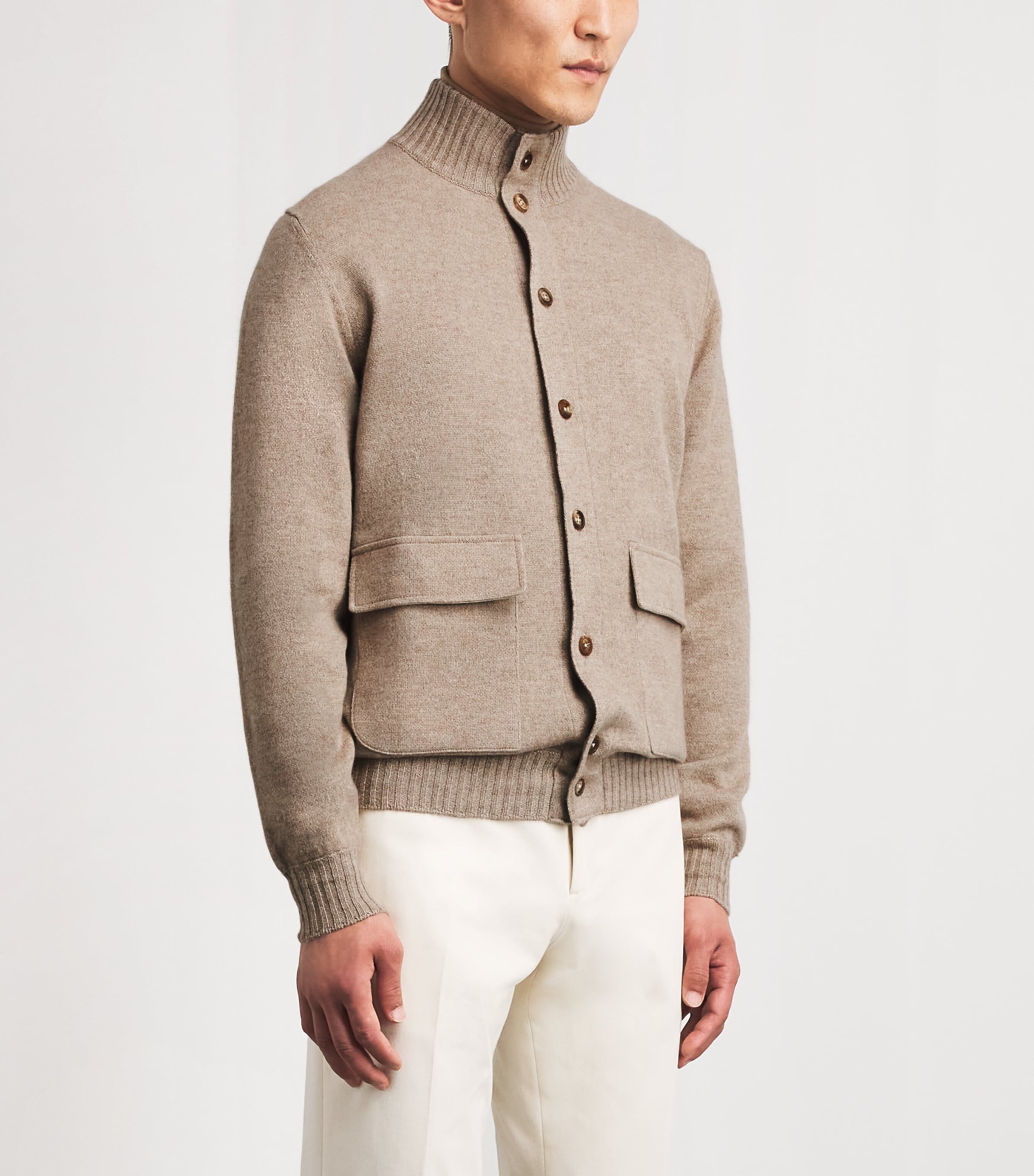 Fioroni Cashmere Mens Cashmere Knitted Bomber Jacket Image 4