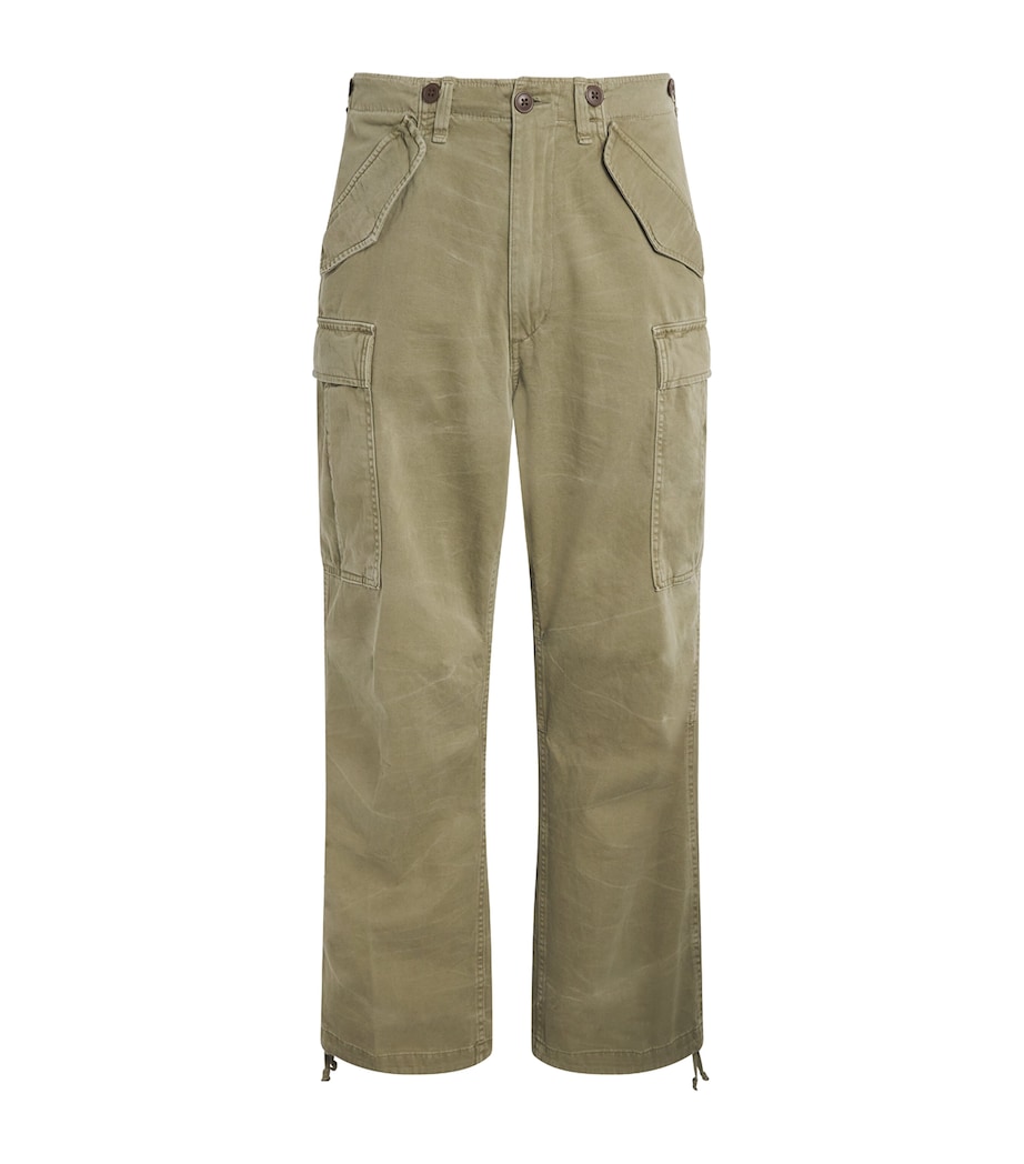Cotton Oversized Cargo Trousers GREEN Image 1