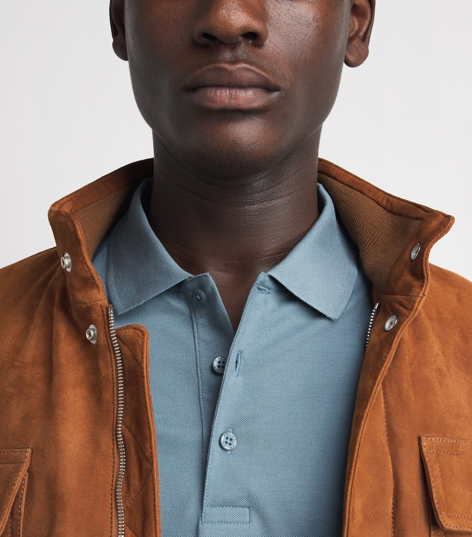 Falke Mens Pima Cotton Piqué Polo Shirt Monument Image 3
