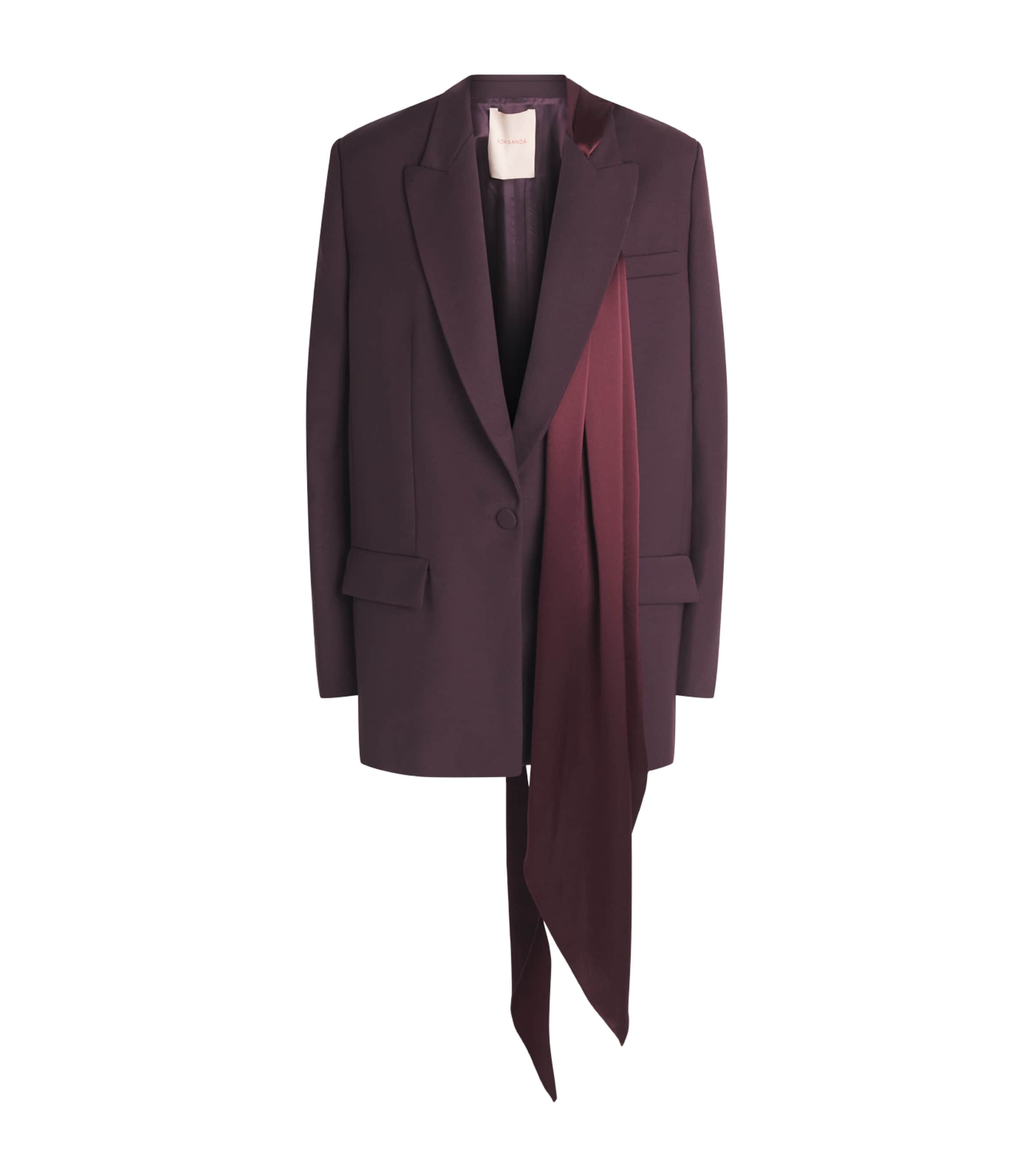 Roksanda Womens Wool Scarf-Tie Isabel Blazer Burgundy Image 1