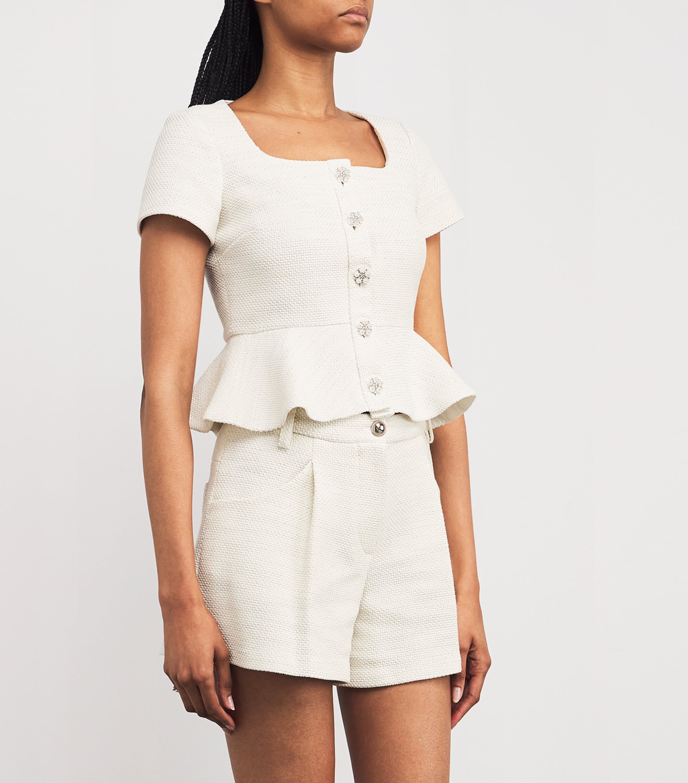 meing peplum tweed tops【新品未使用】 Maje Tweed Peplum Top | Harrods US