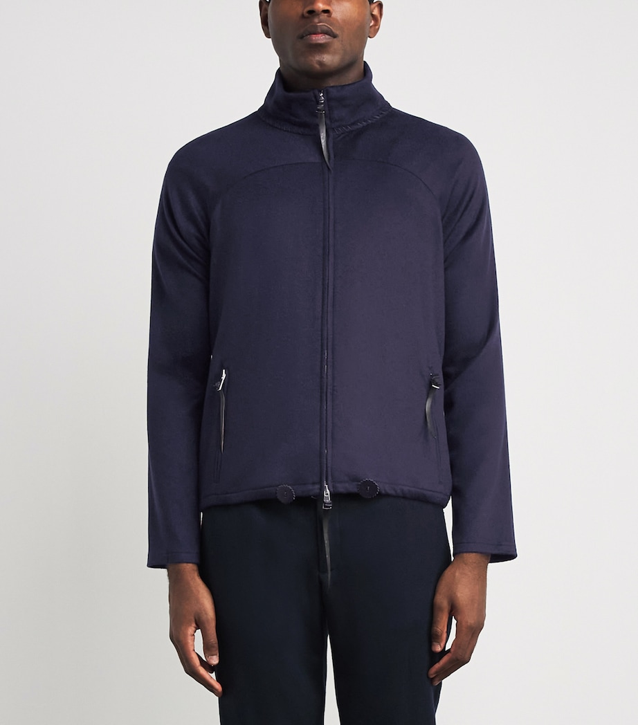 Alan Scott Mens Cashmere-Blend Track Sweater Midnight Image 4