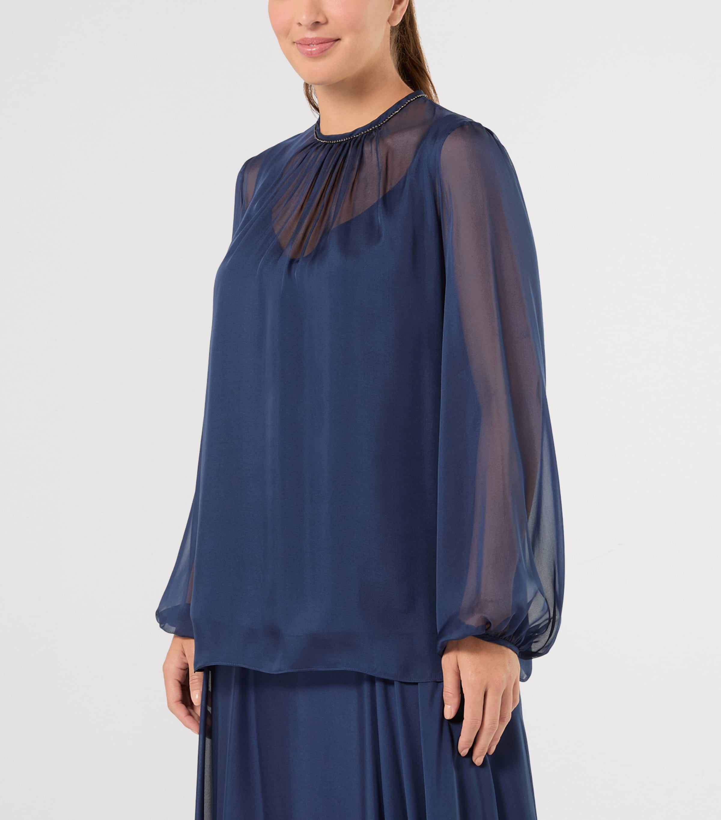 Marina Rinaldi Womens Silk Chiffon Blouse Navy Image 3