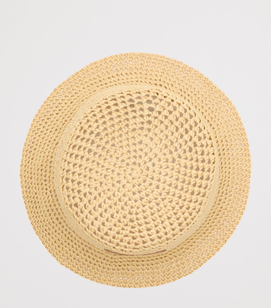 Burberry Raffia-Effect Knight Stamp Bucket Hat Natural Image 2