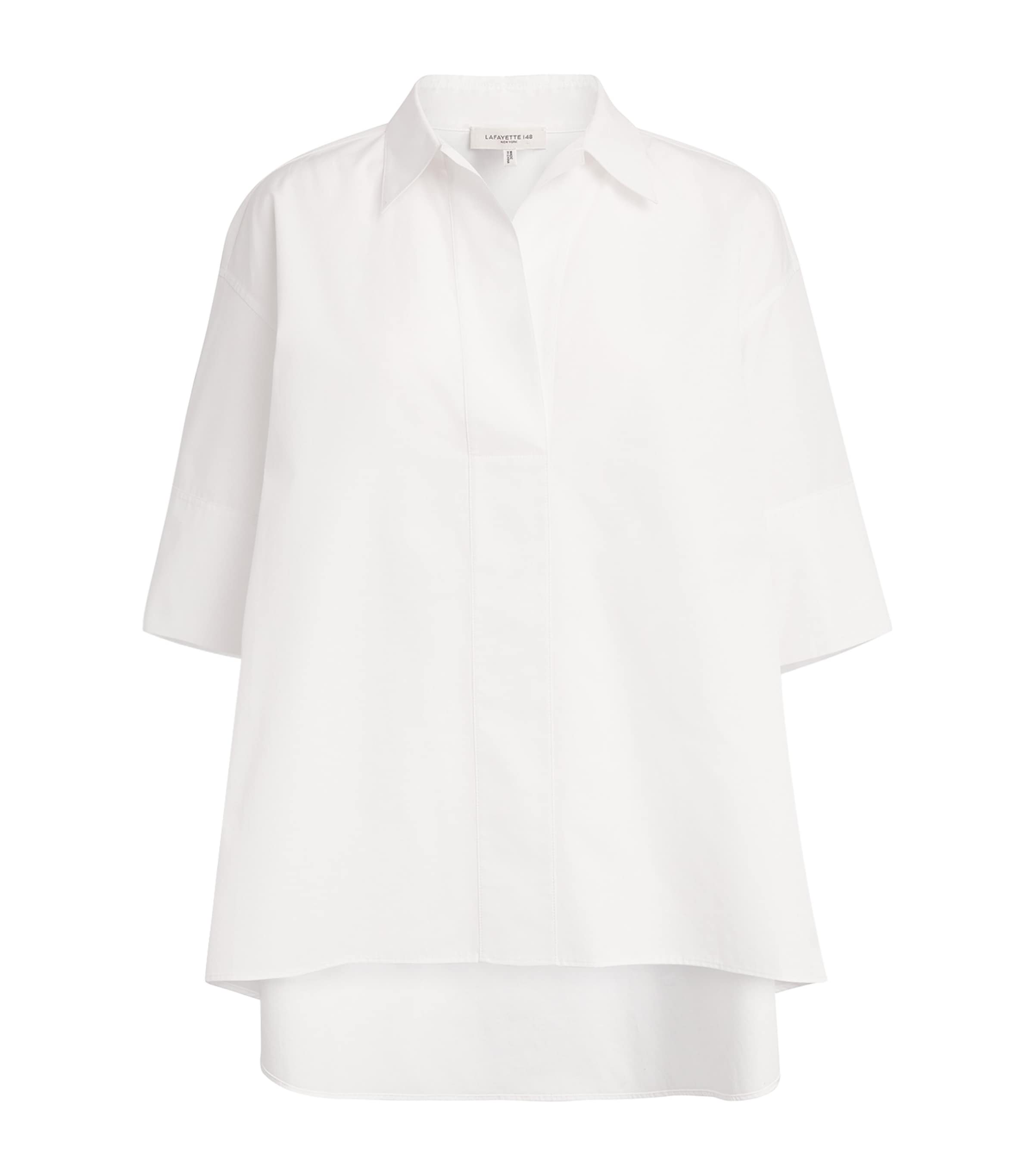 Lafayette 148 Womens Organic Cotton Swing Shirt White White Image 1
