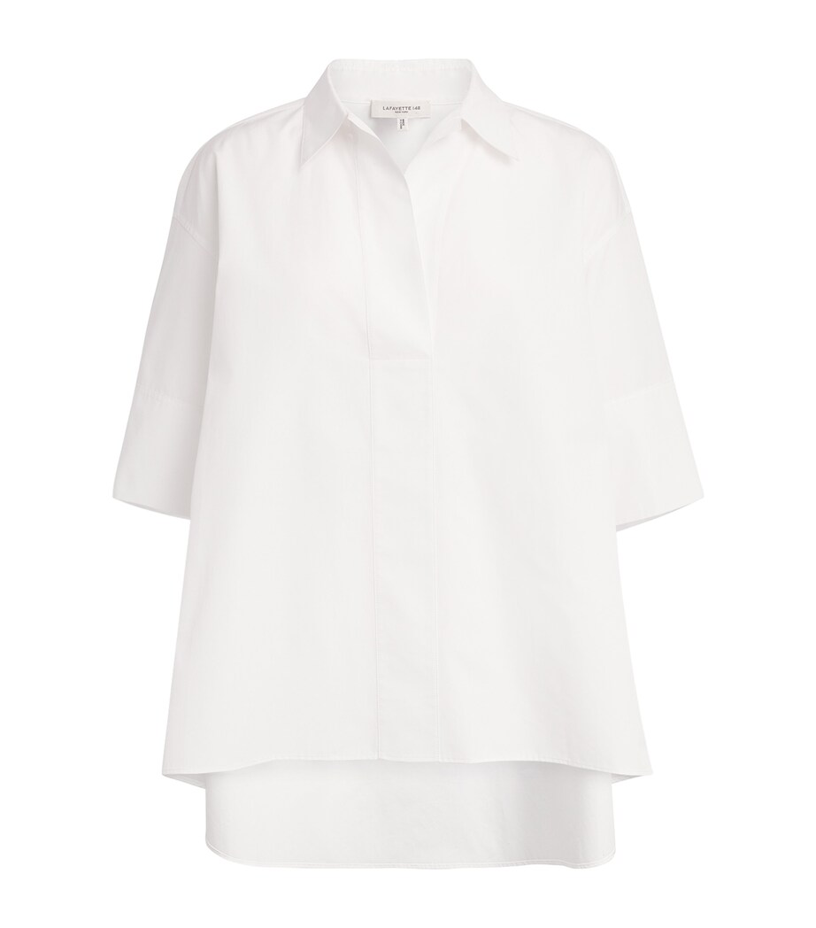 Lafayette 148 Womens Organic Cotton Swing Shirt White White Image 1