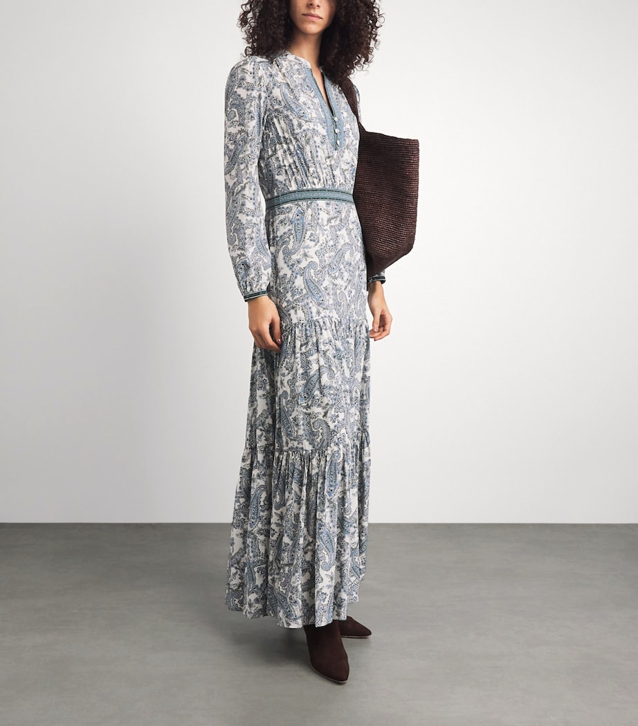 Veronica Beard Womens Silk-Blend Paisley Sama Maxi Dress Ecru Multi Image 2