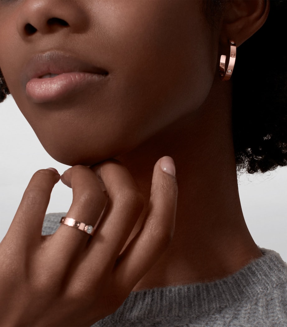 Rose Gold and Diamond Love Hoop Earrings ROSE GOLD Image 5