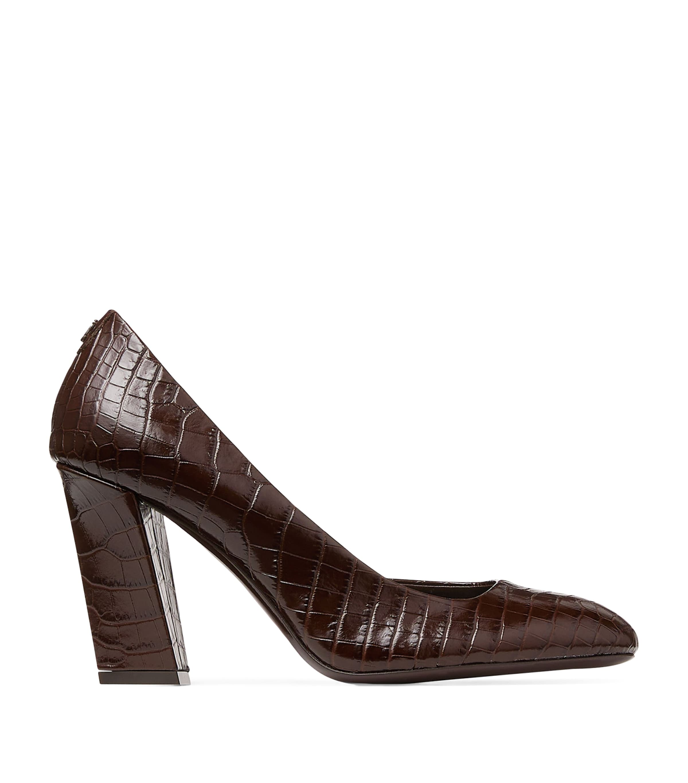 Jimmy Choo Farren 85 Leather Croc-embossed Pumps In Brown