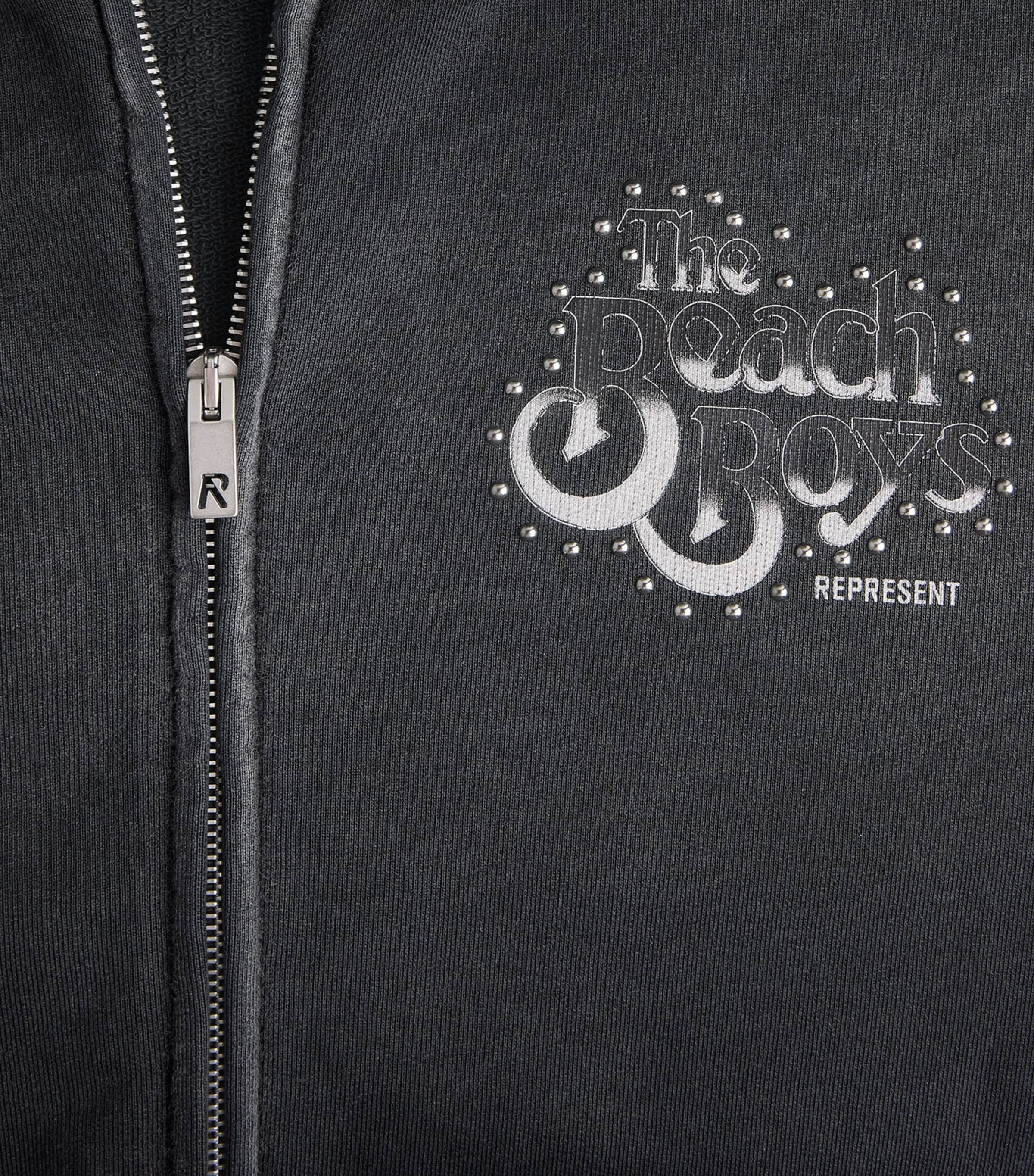 Represent Mens Beach Boys Endless Summer Zip-Up Hoodie Stained Black Image 6