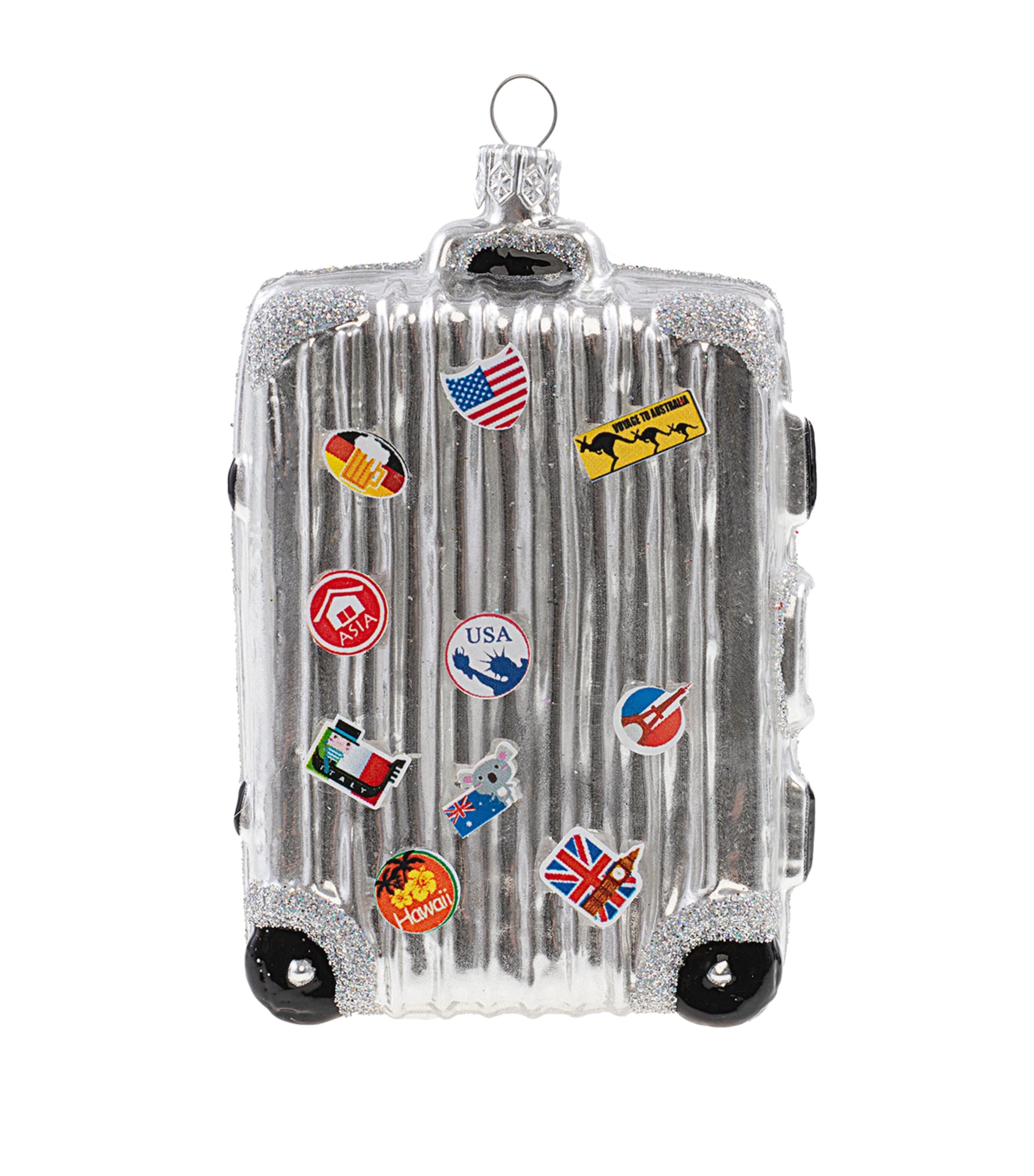 Harrods Glass Suitcase Tree Decoration In Multi