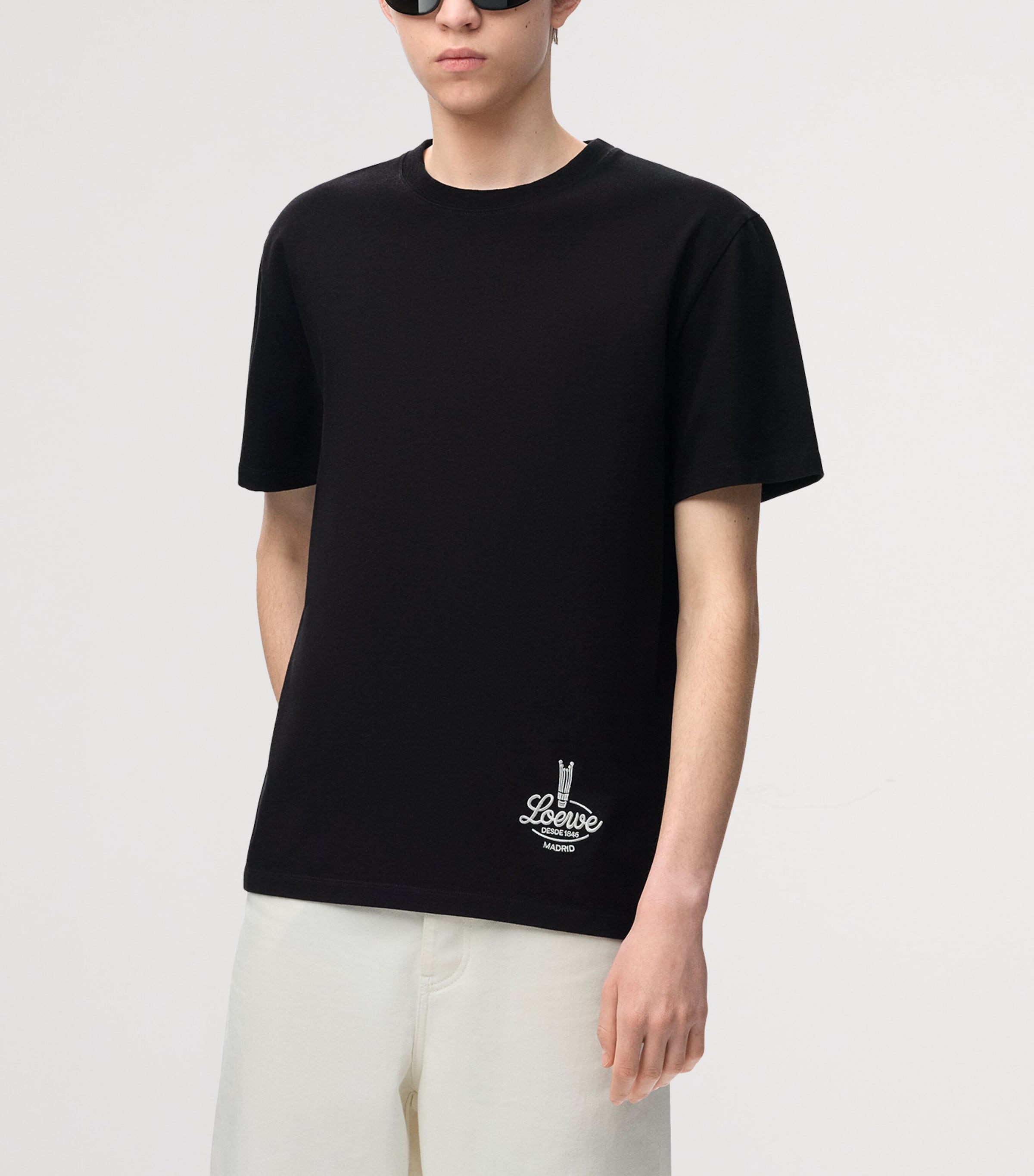 LOEWE Mens Cotton Relaxed Logo T-Shirt Black/white Image 3
