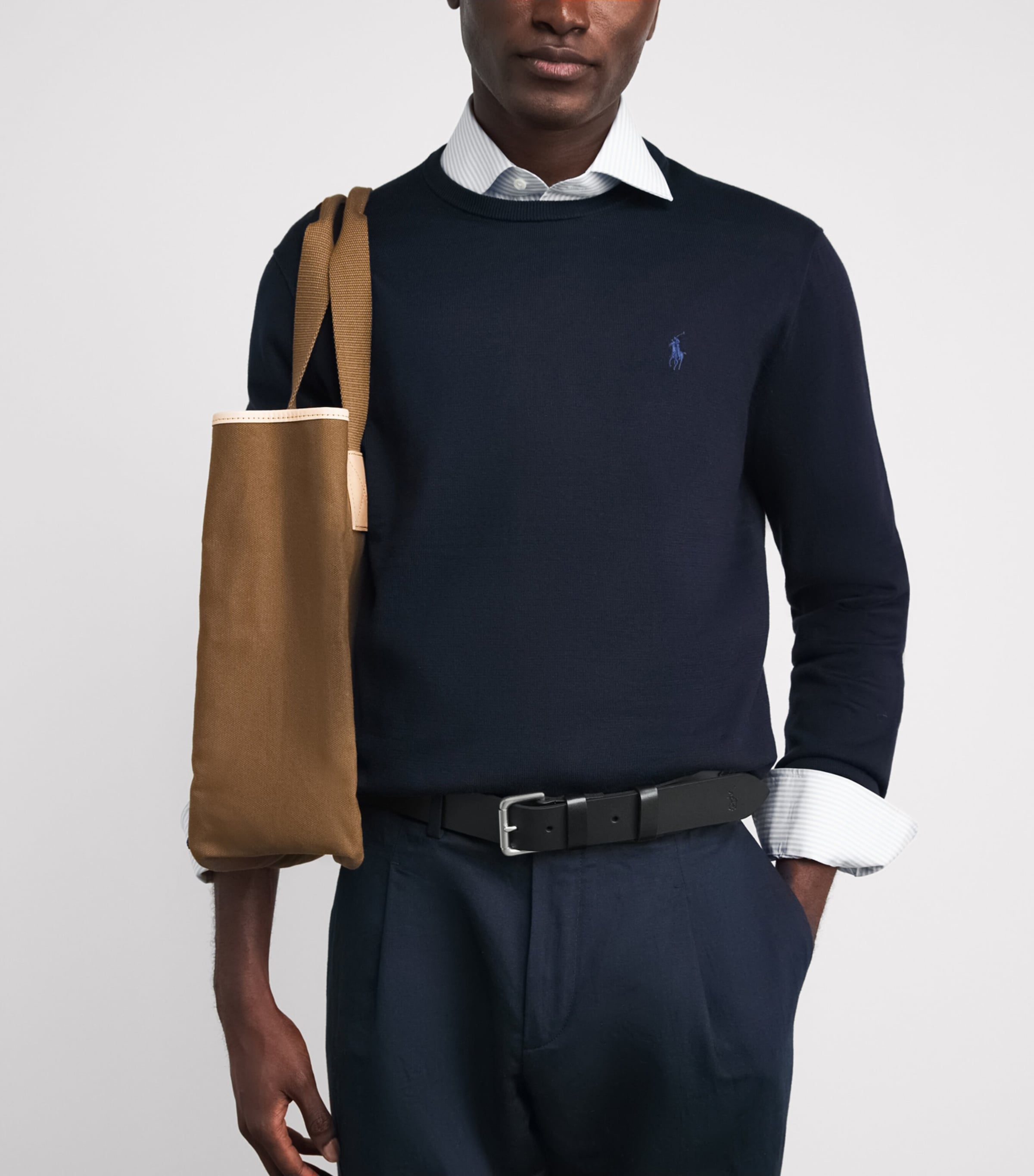 Leather Roller Buckle Belt BLACK Image 2