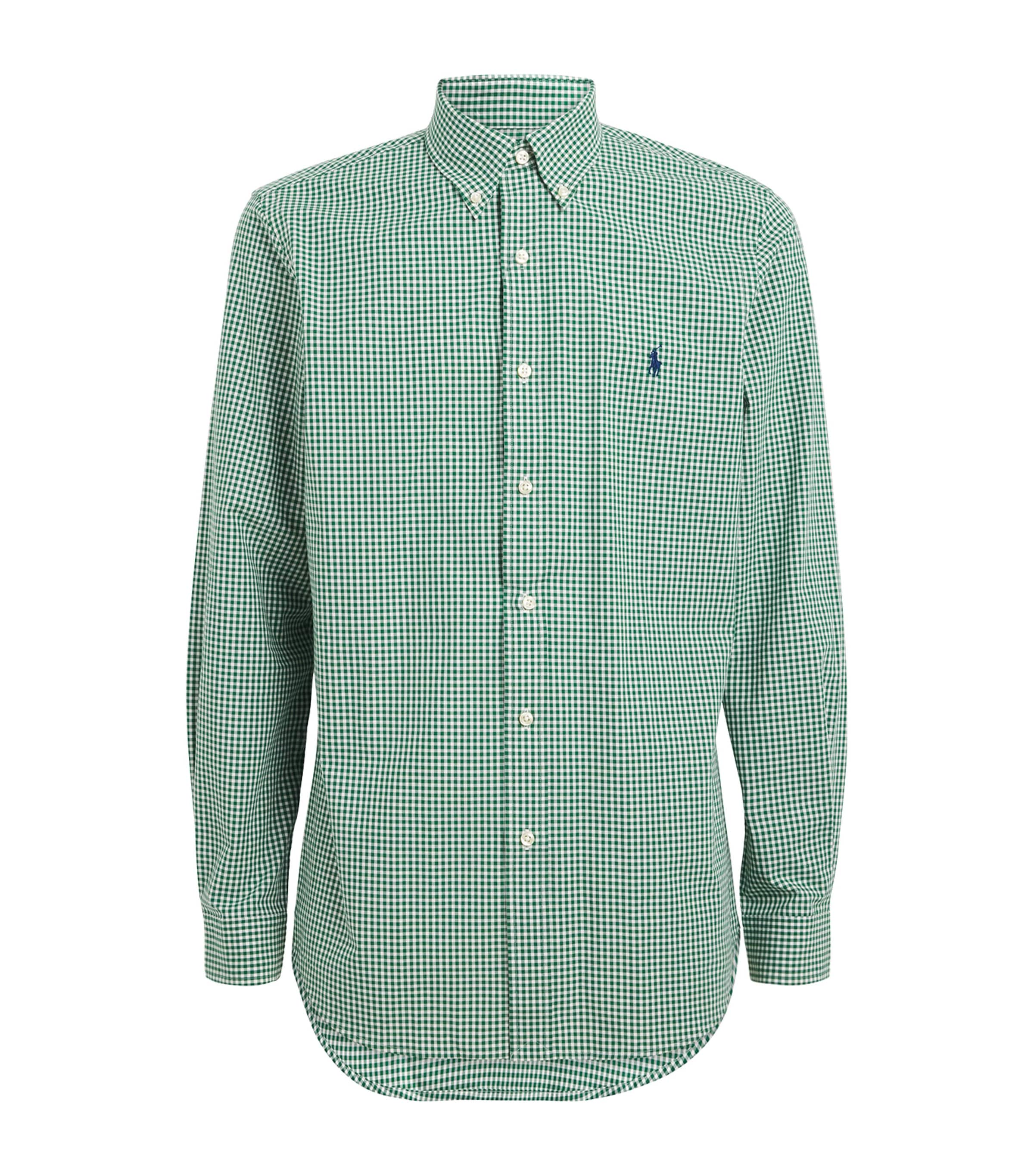 Polo Ralph Lauren Stretch-cotton Poplin Gingham Shirt In Green