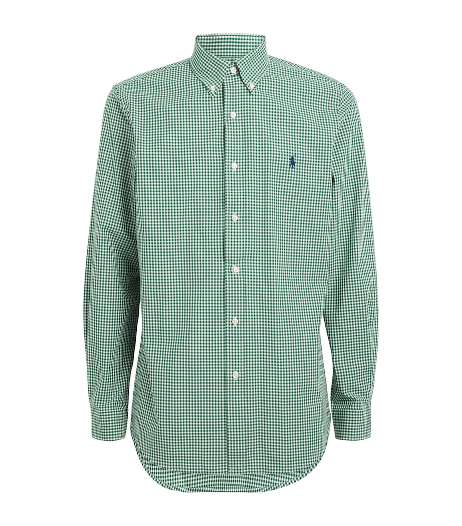 Stretch-Cotton Poplin Gingham Shirt GREEN Image 1