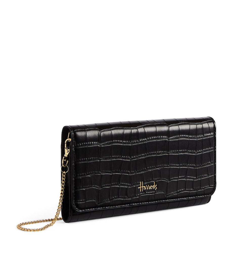 Harrods Croc-Embossed Oxford Chain Wallet Black Image 3